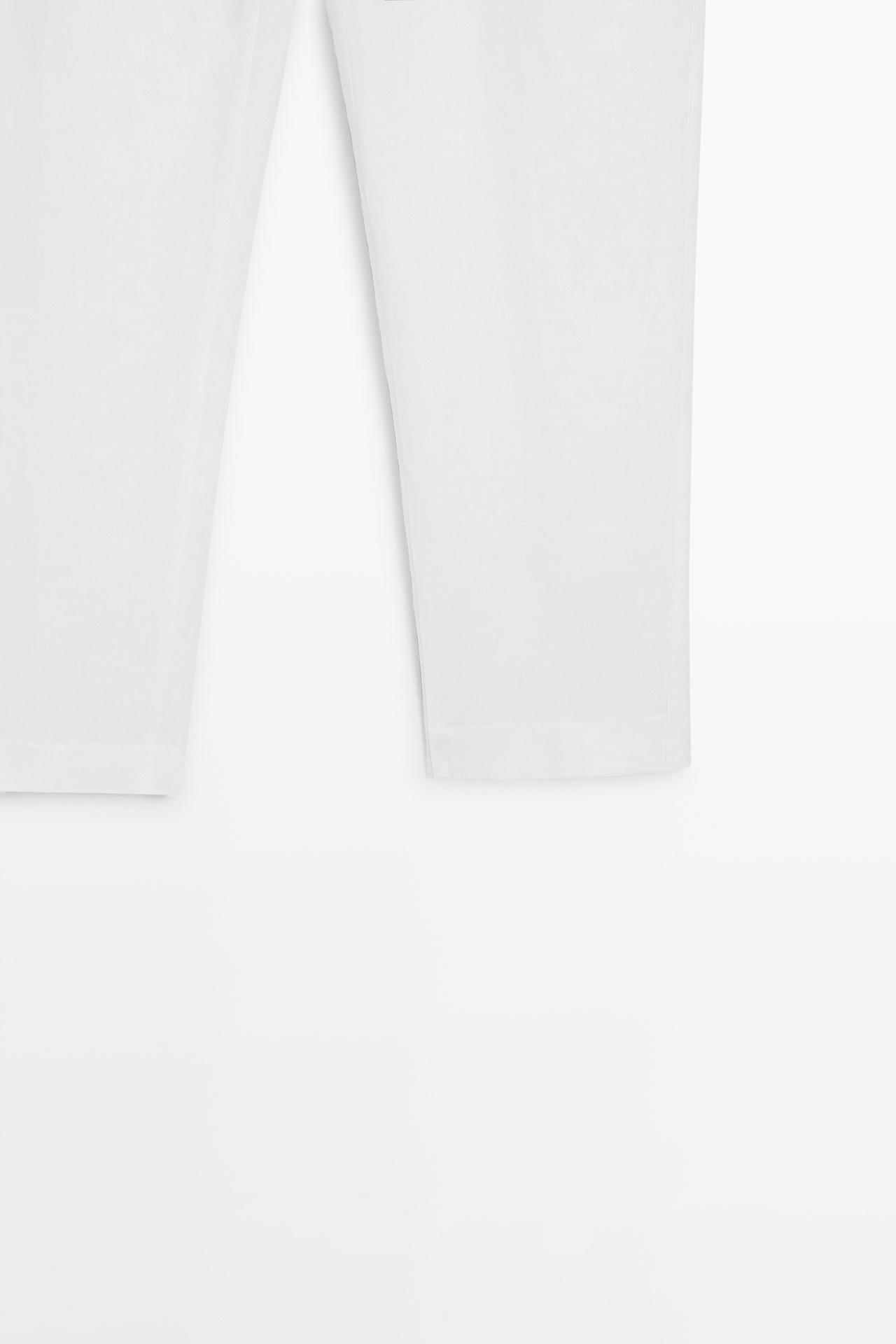 Tapered fit linen pants — WHITE