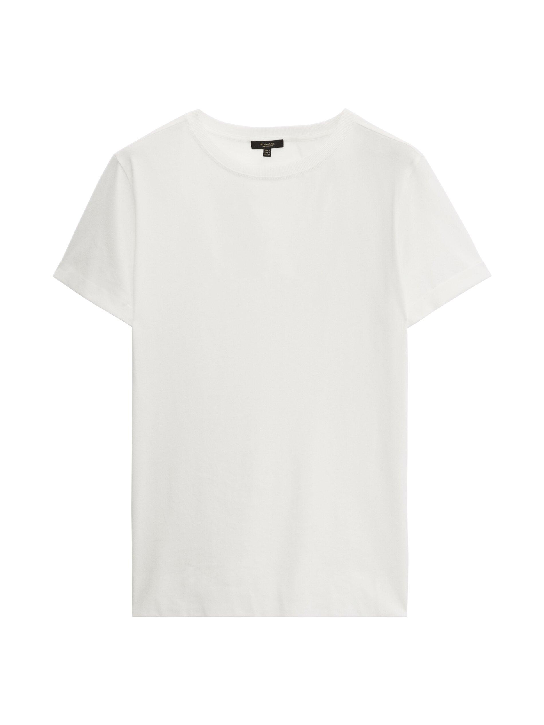 Massimo Dutti - Dames - 100% Katoenen T-Shirt Met Korte Mouw - Ecru - L