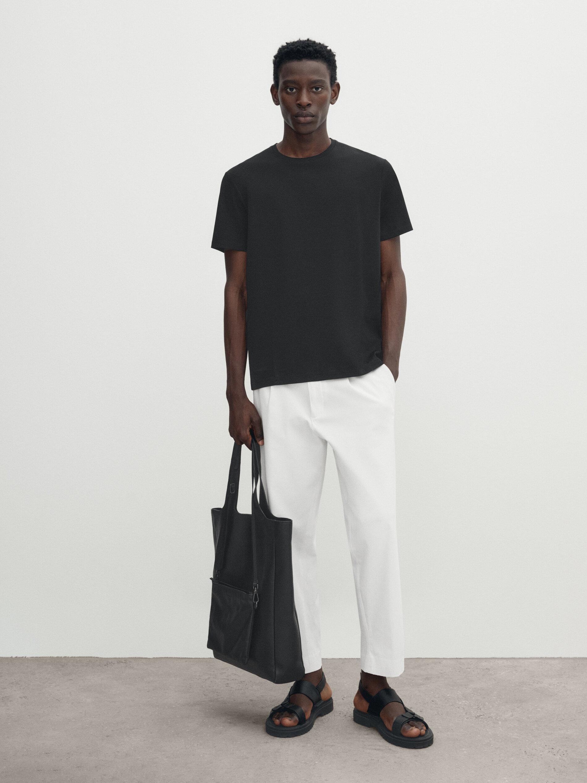 100% mercerised cotton T-shirt — BLACK