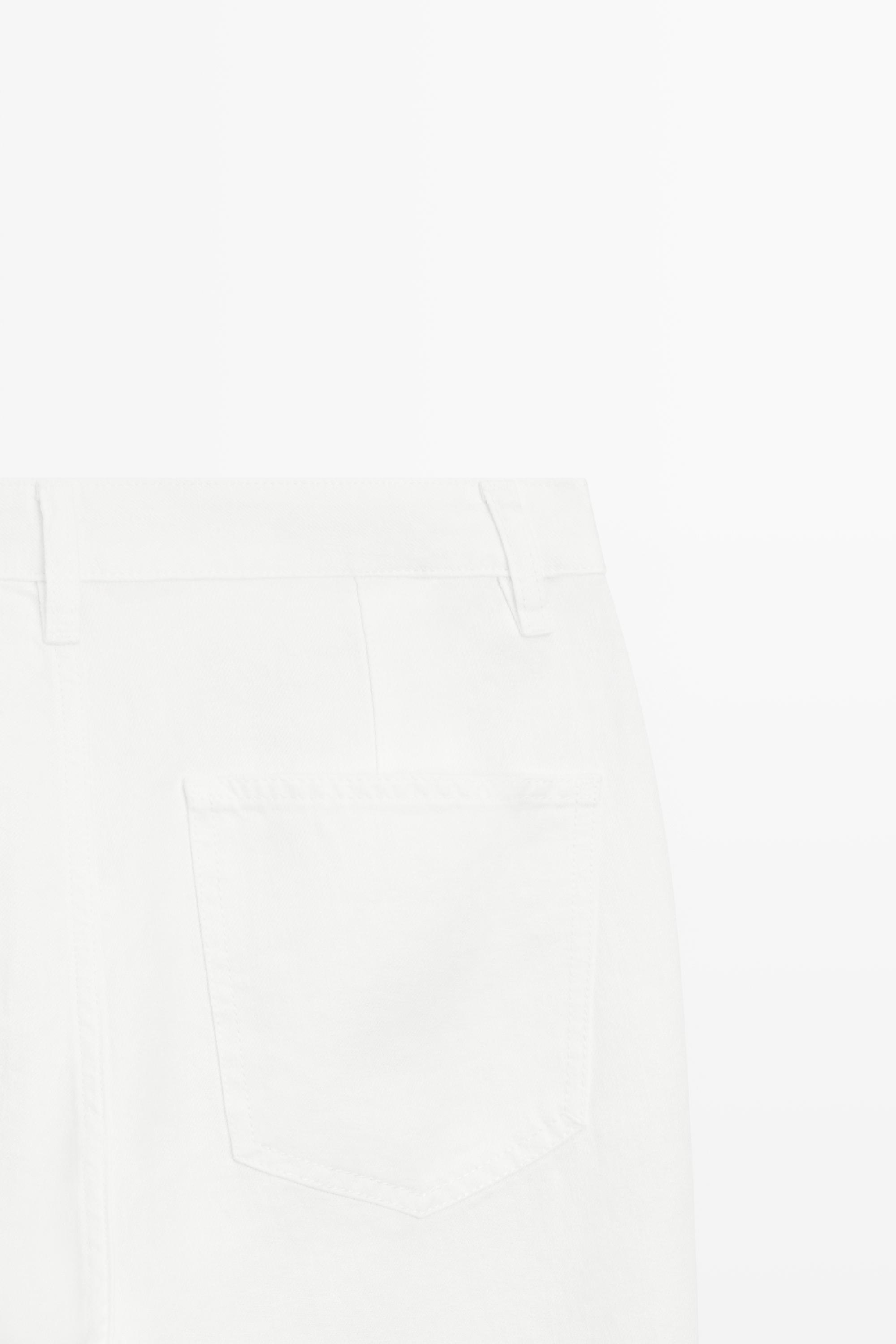 100% linen cropped flare fit pants — Off white