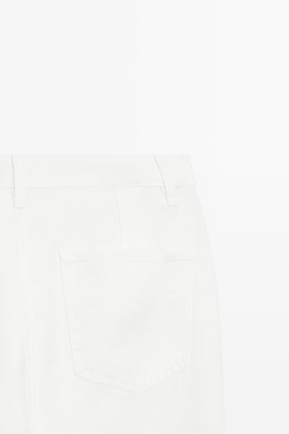 %100 keten crop çan kesim pantolon