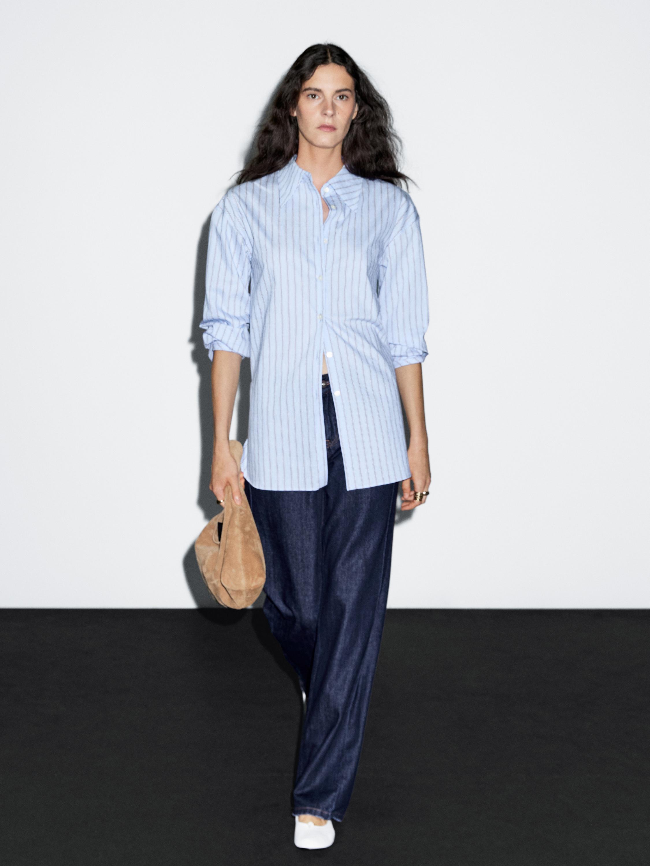 Striped cotton blend shirt