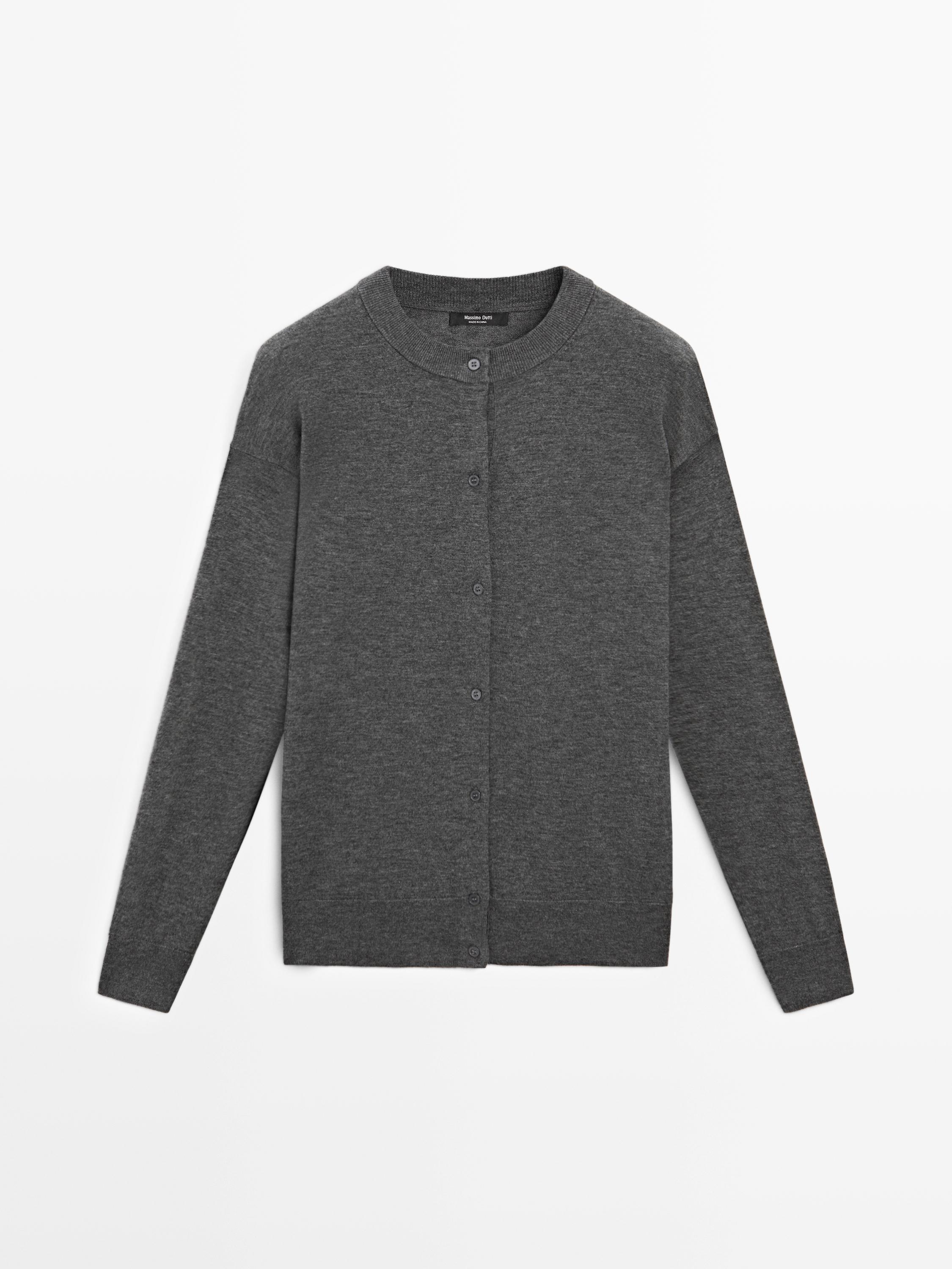 Long knit buttoned cardigan — MEDIUM GREY