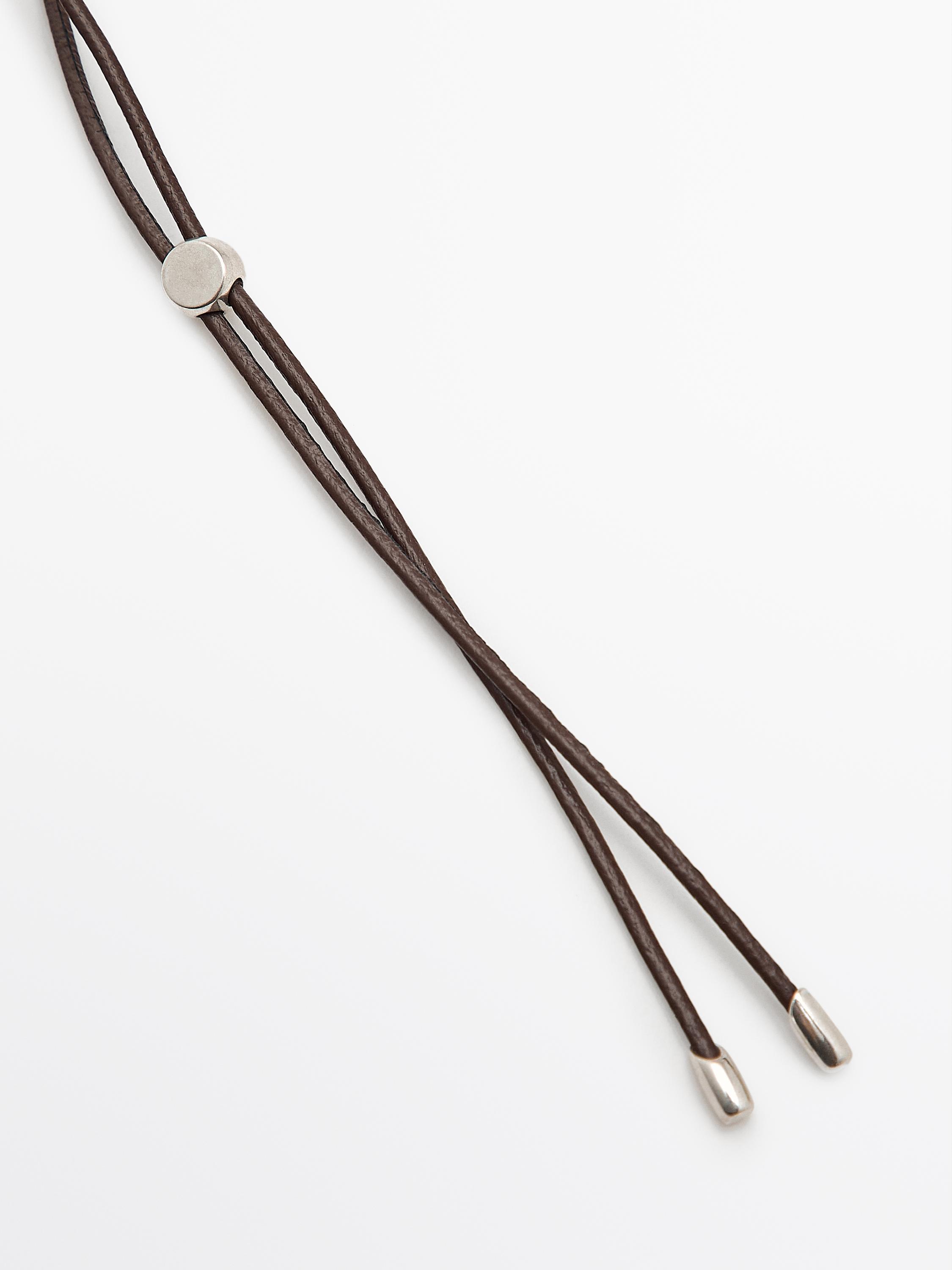 Leather cord stone necklace