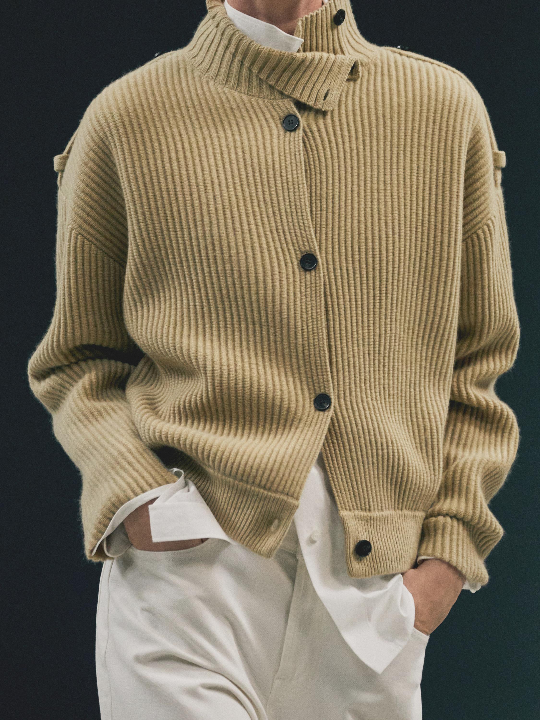 100% wool turtleneck cardigan