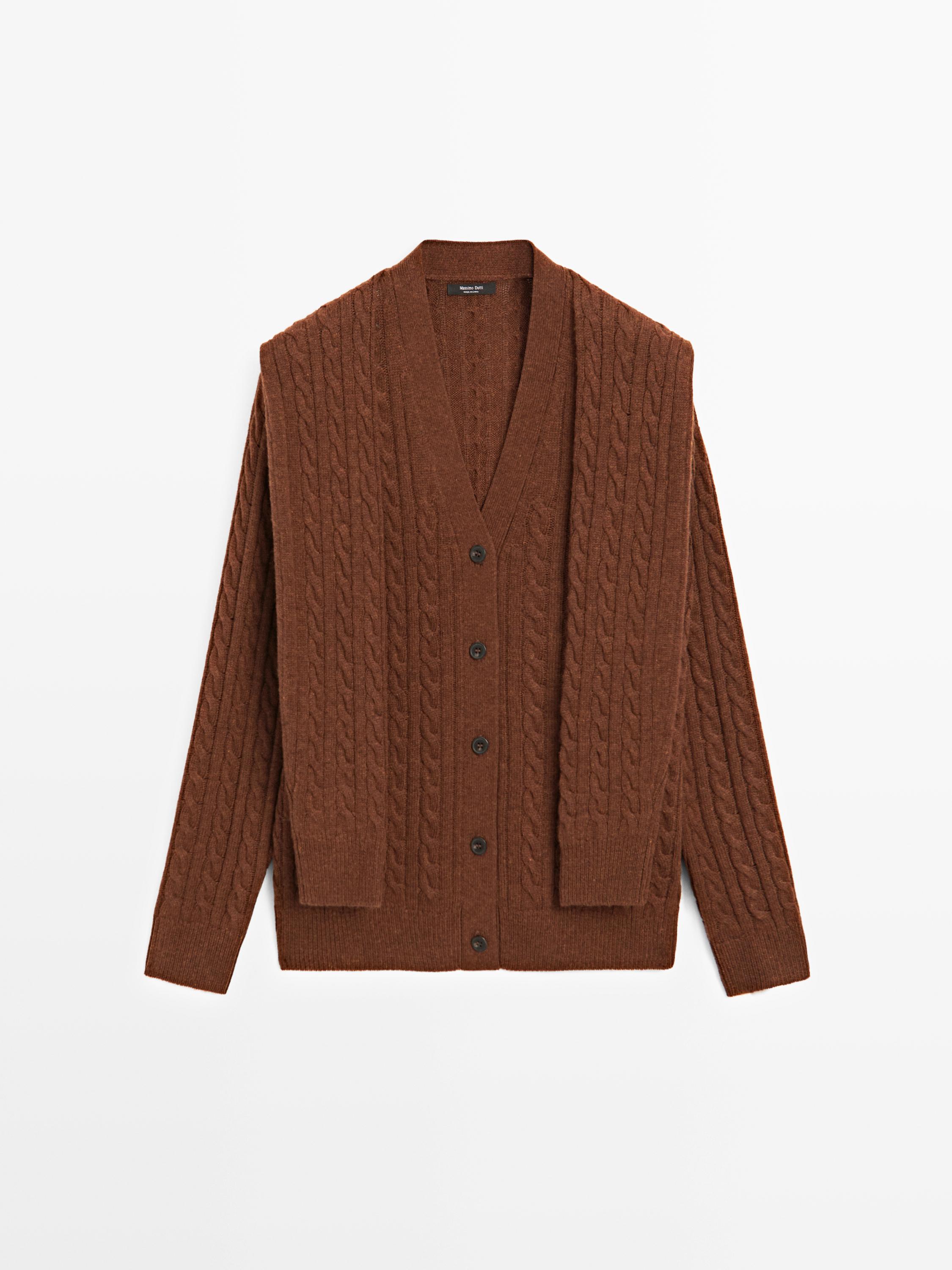 Wool blend cardigan with scarf detail