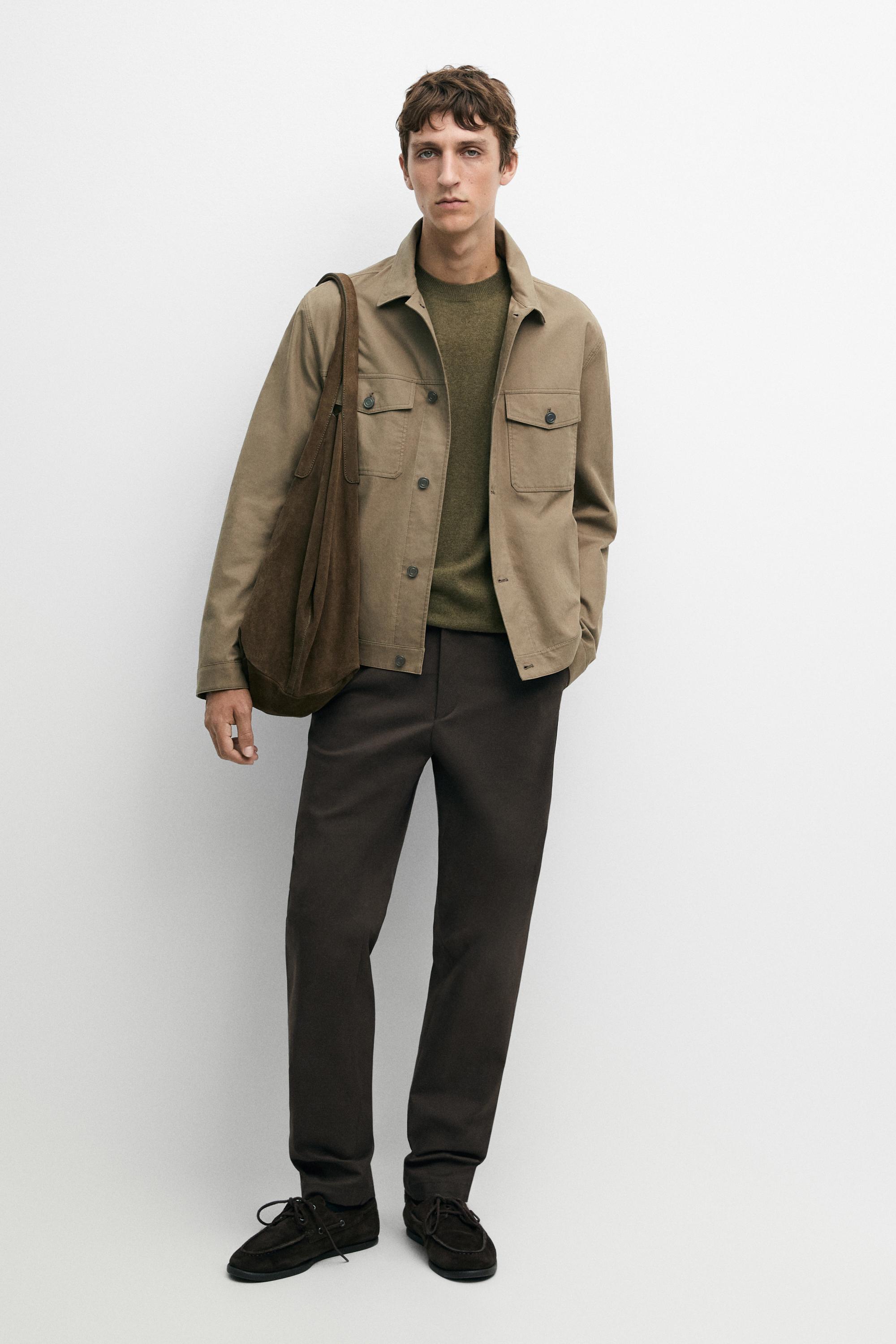 Cotton blend slim fit pants