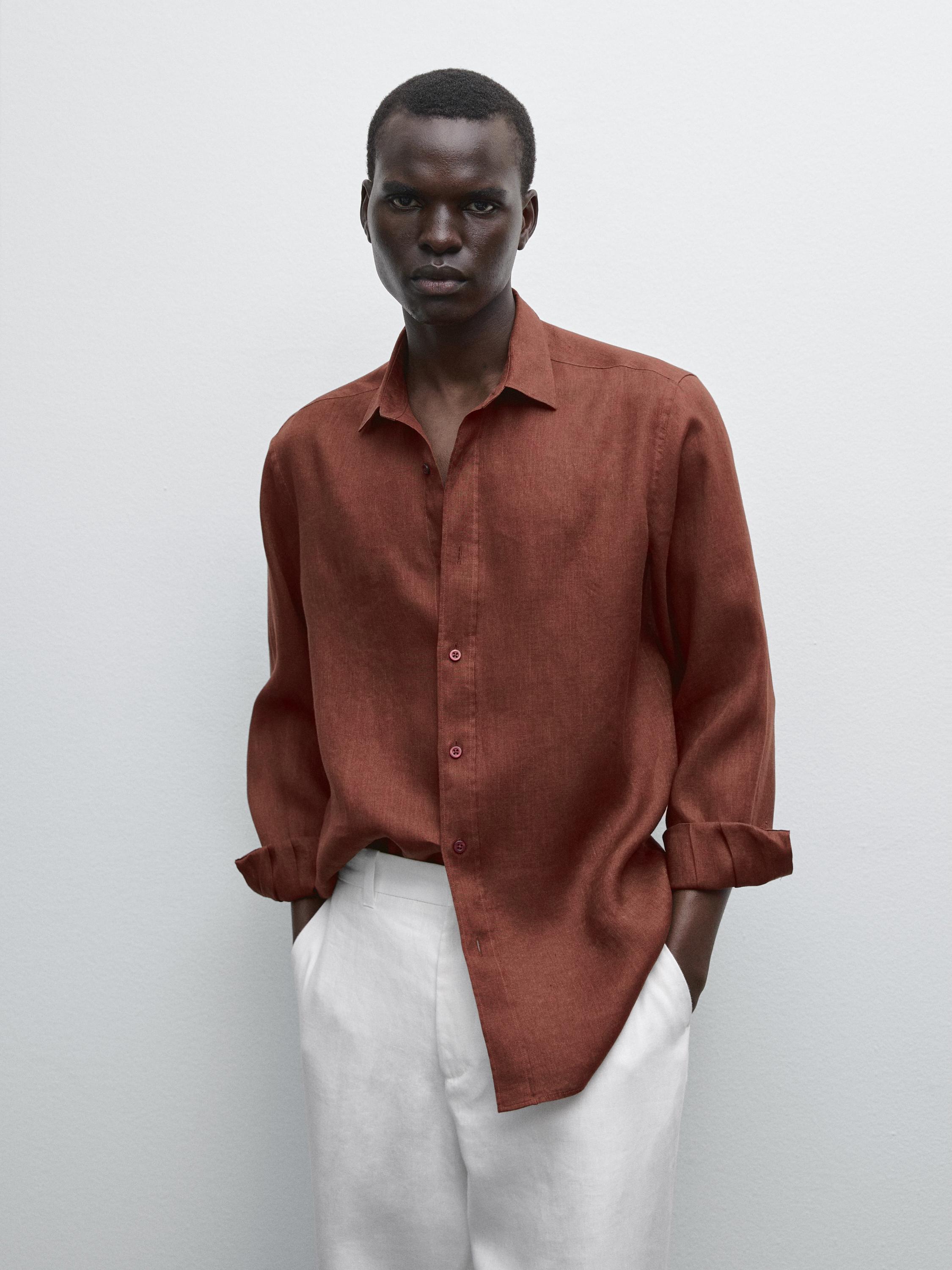 100% linen slim fit shirt