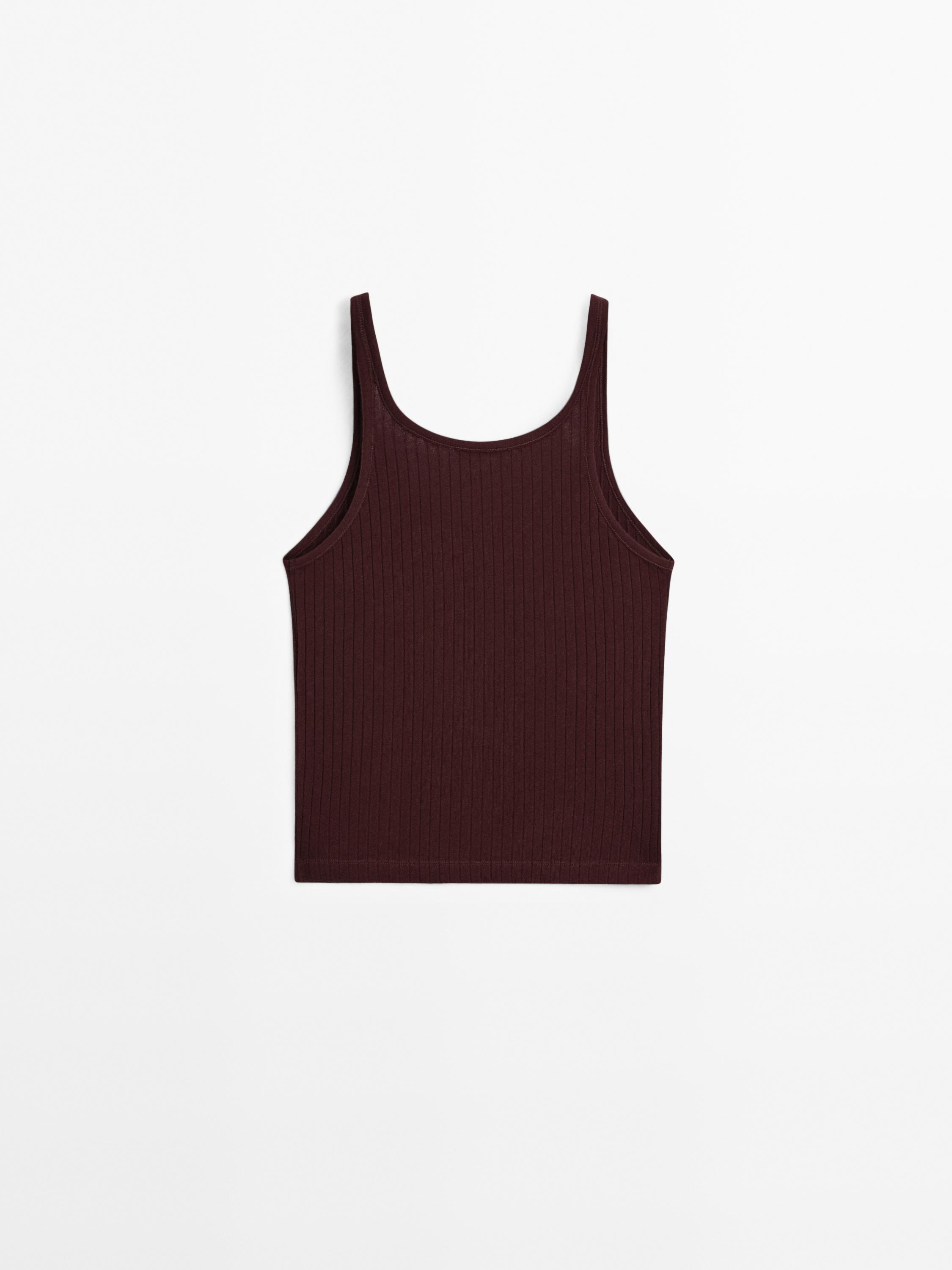 Sleeveless 100% cotton knit T-shirt