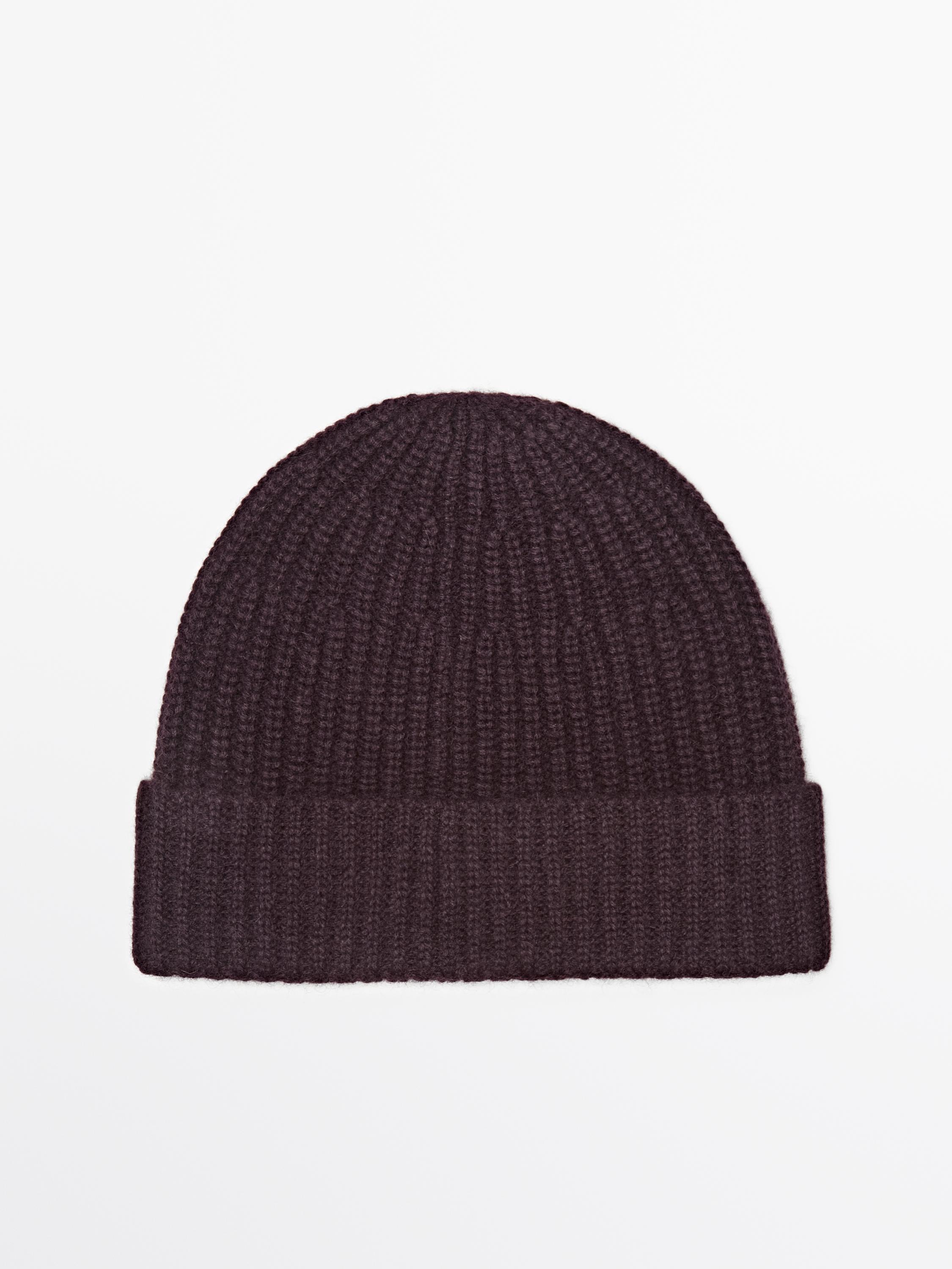 Ribbed 100% cashmere beanie