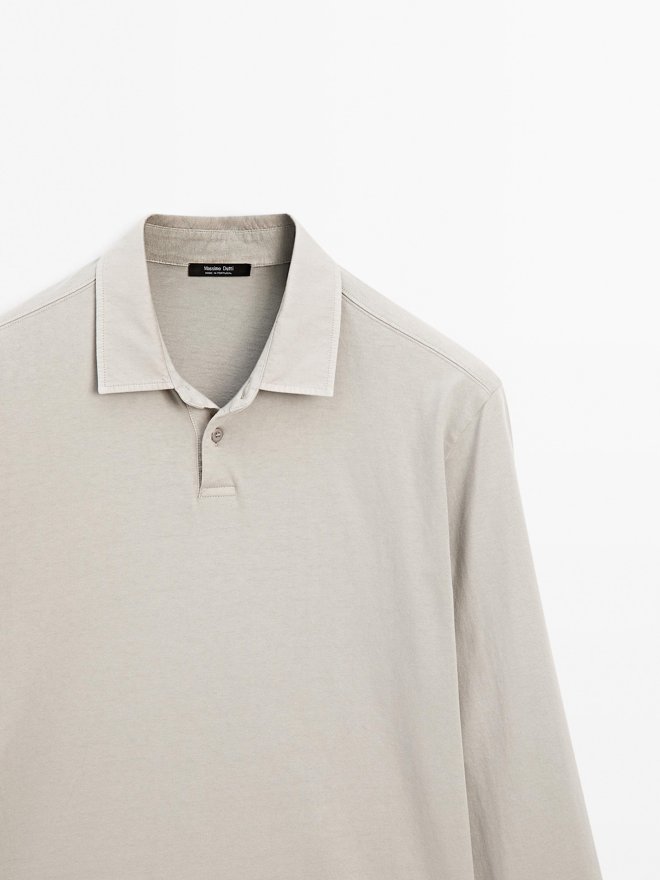100% cotton distressed-effect polo shirt