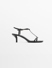 Strappy mid-heel sandals — BLACK