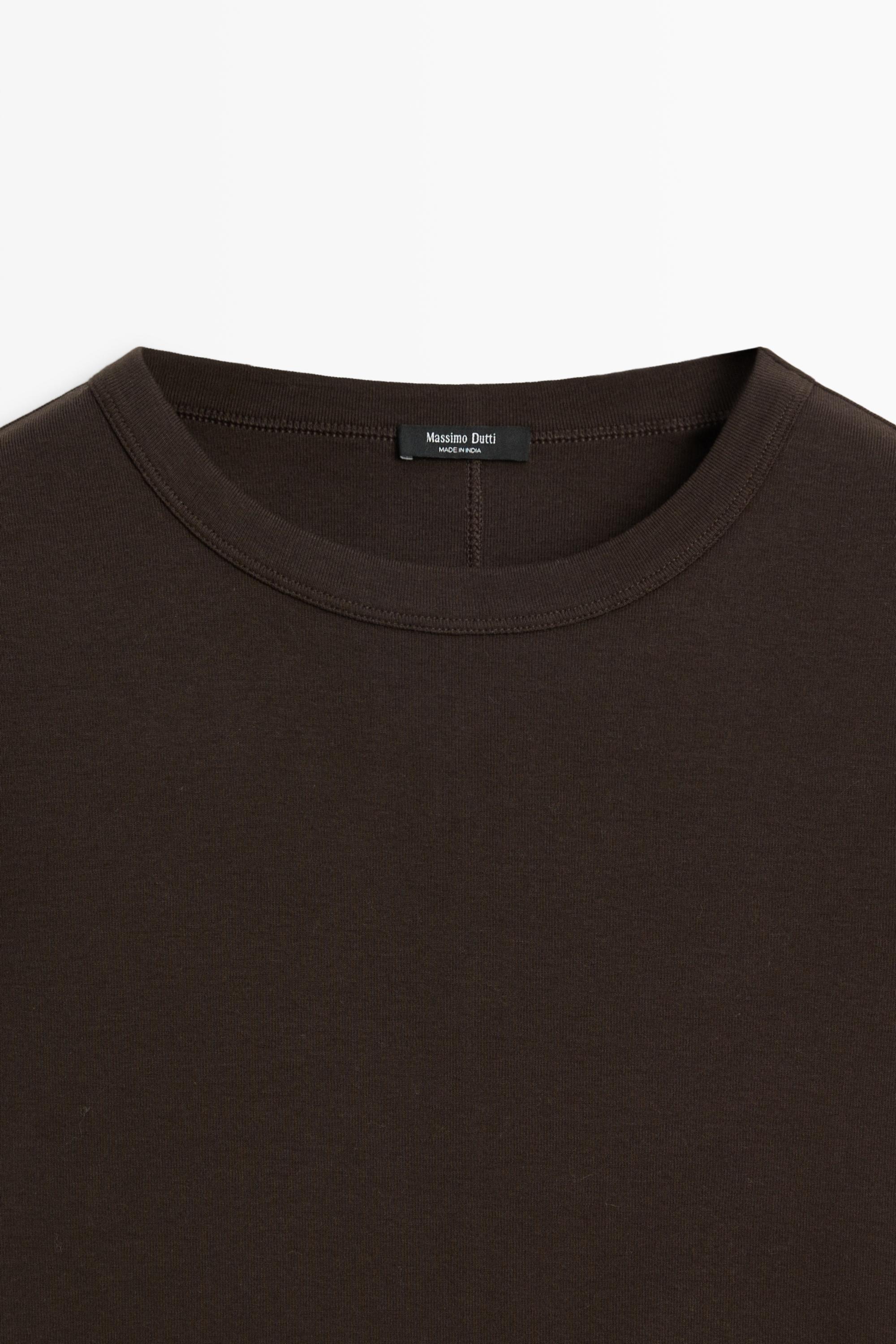 Ribbed short sleeve T-shirt — BROWN