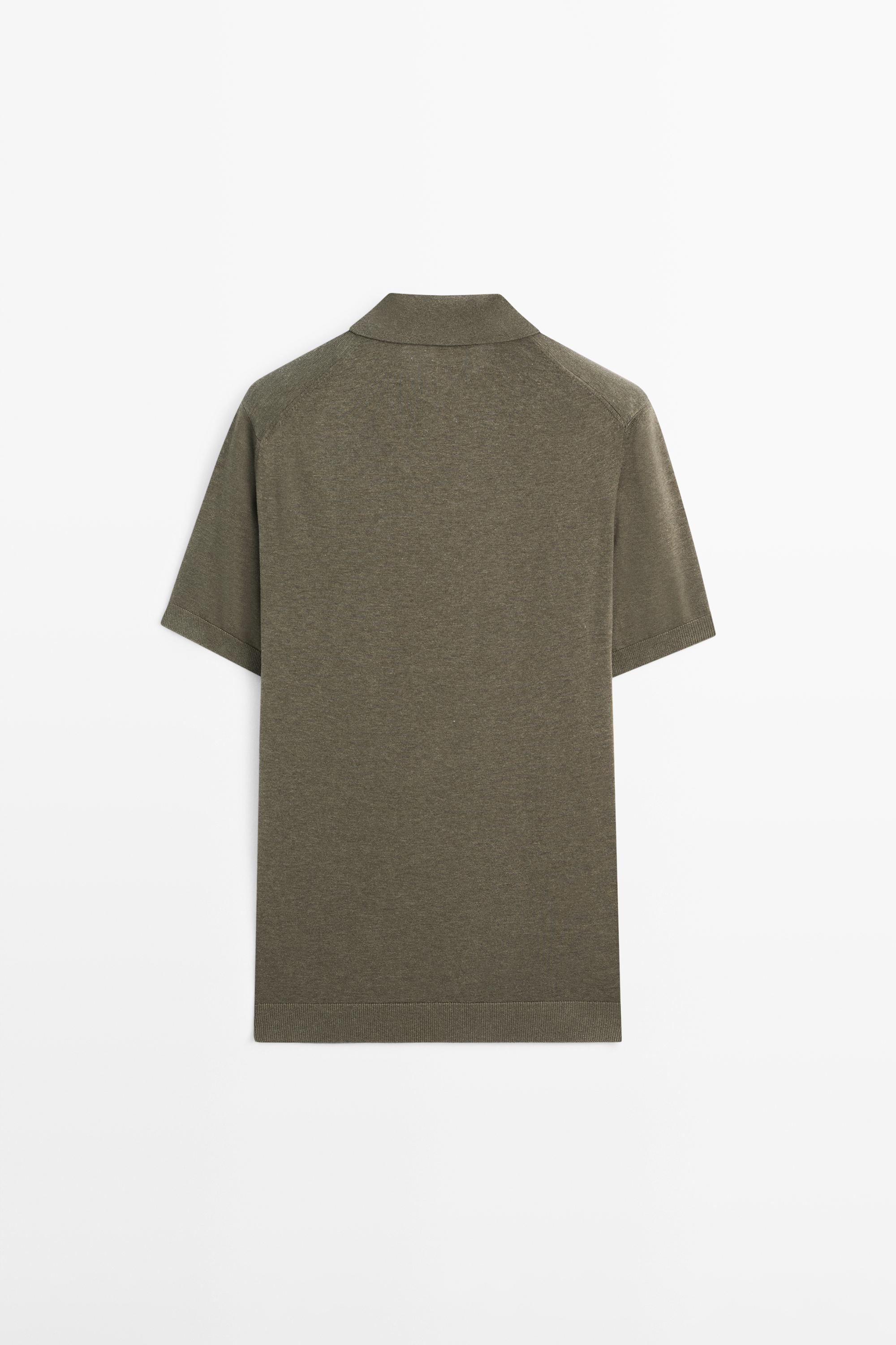 100% cotton knit polo shirt — GREEN MARL