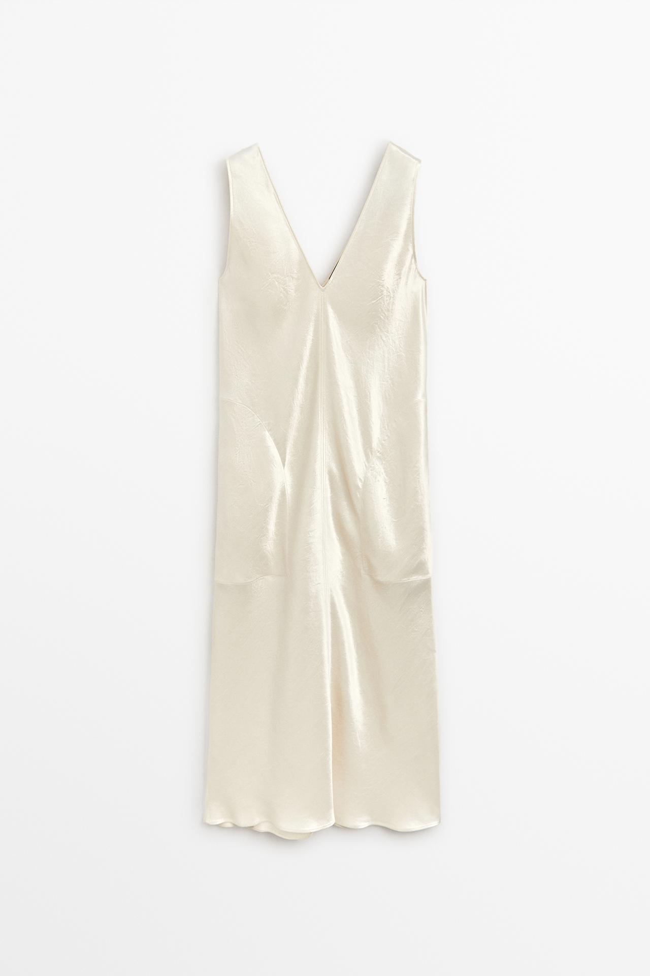 Satin midi slip dress — CREAM