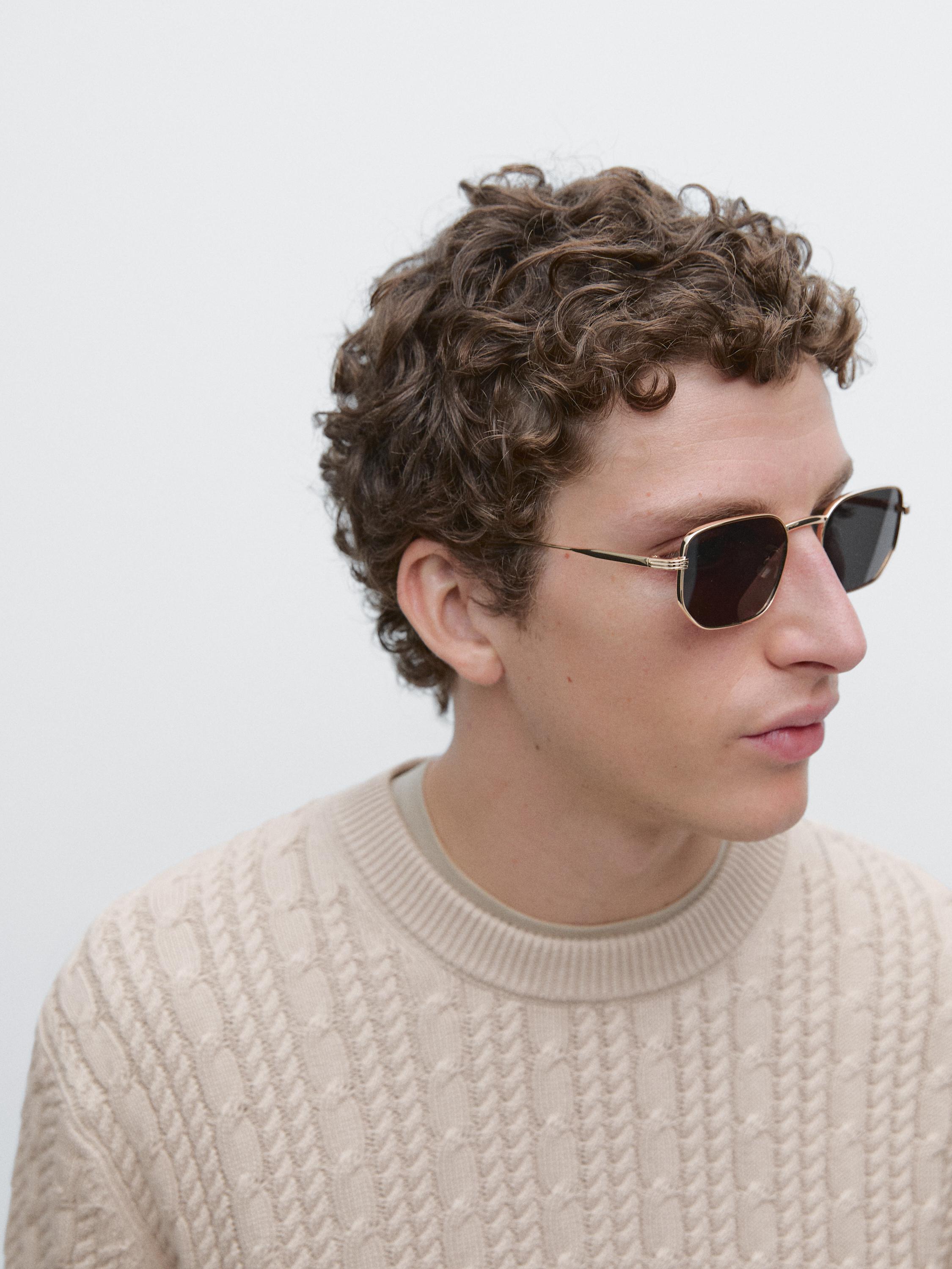 Cable-knit 100% cotton sweater with crew neck — STONE