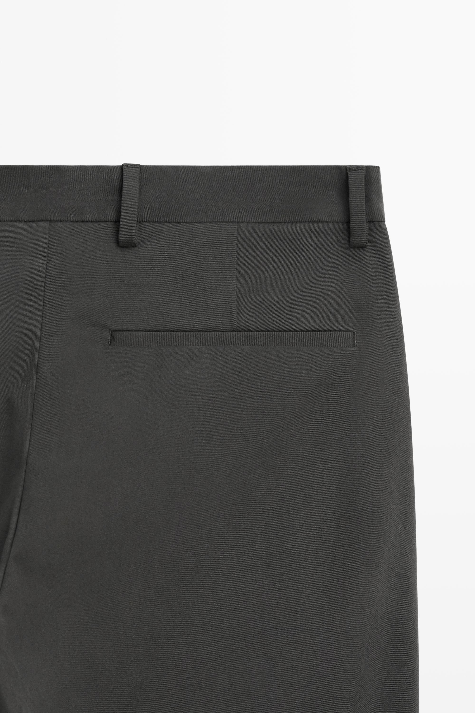Cotton blend slim fit pants — GREY