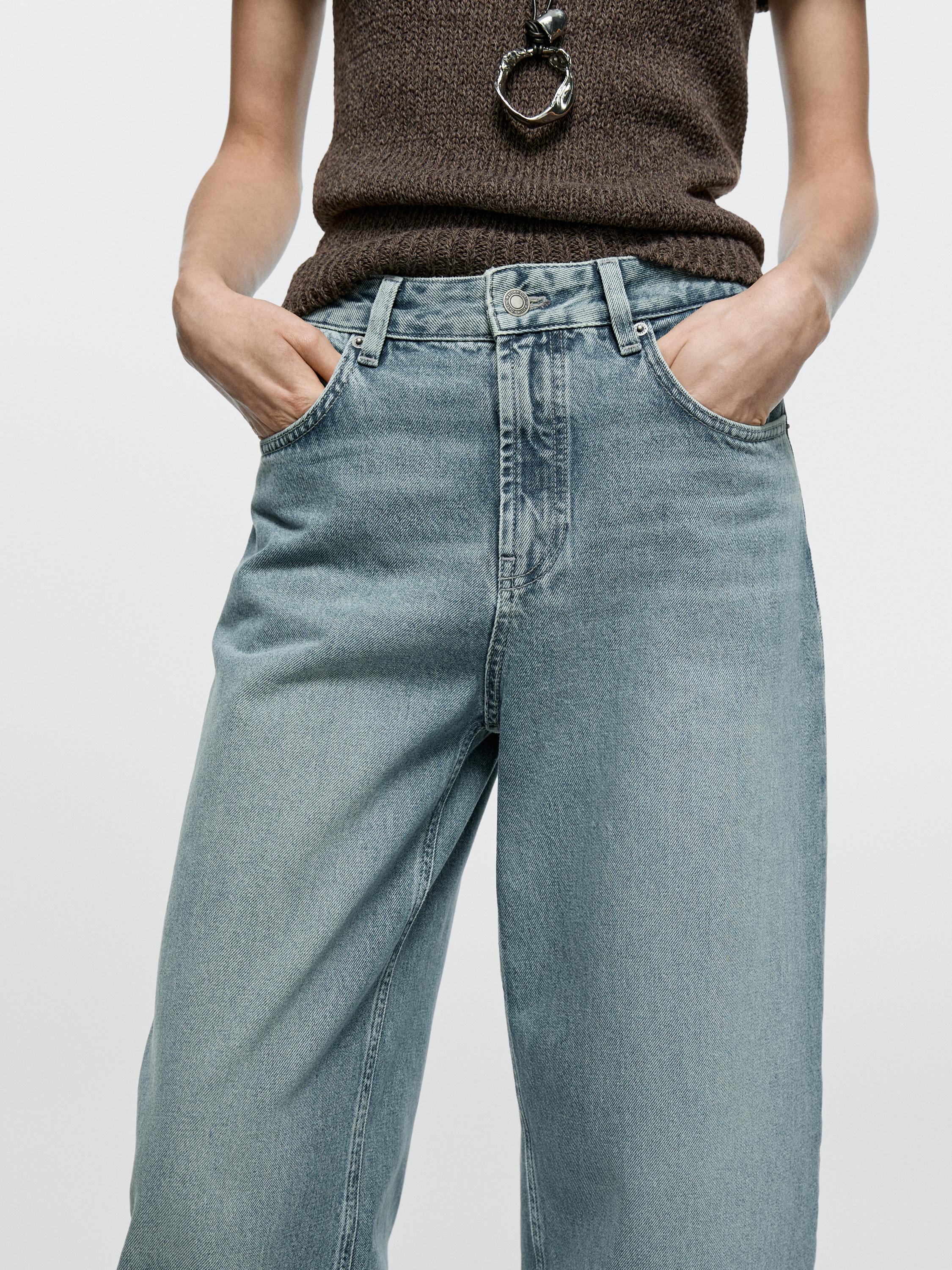 High-waist barrel fit jeans — Light Blue