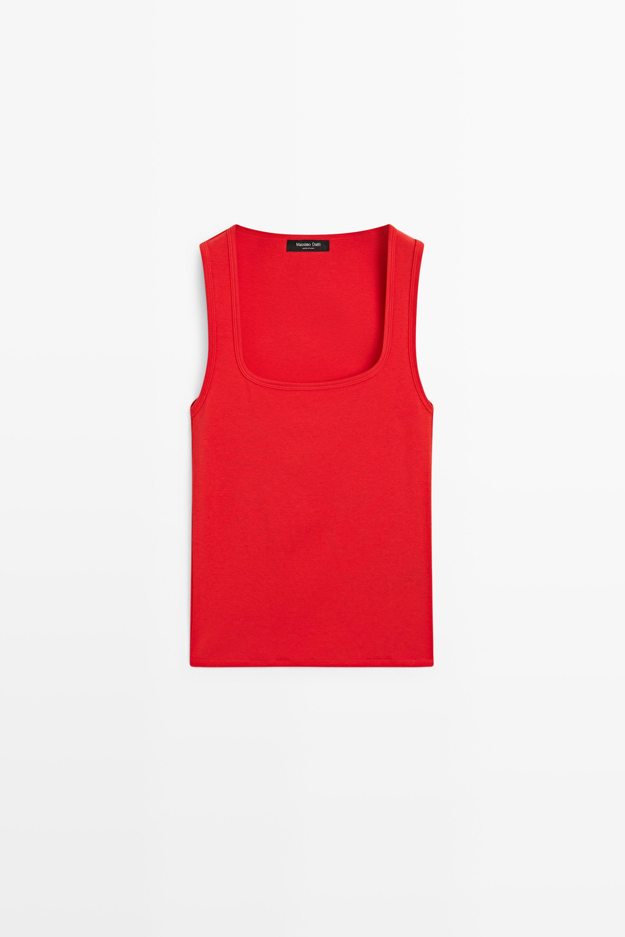 Cotton blend square neck top
