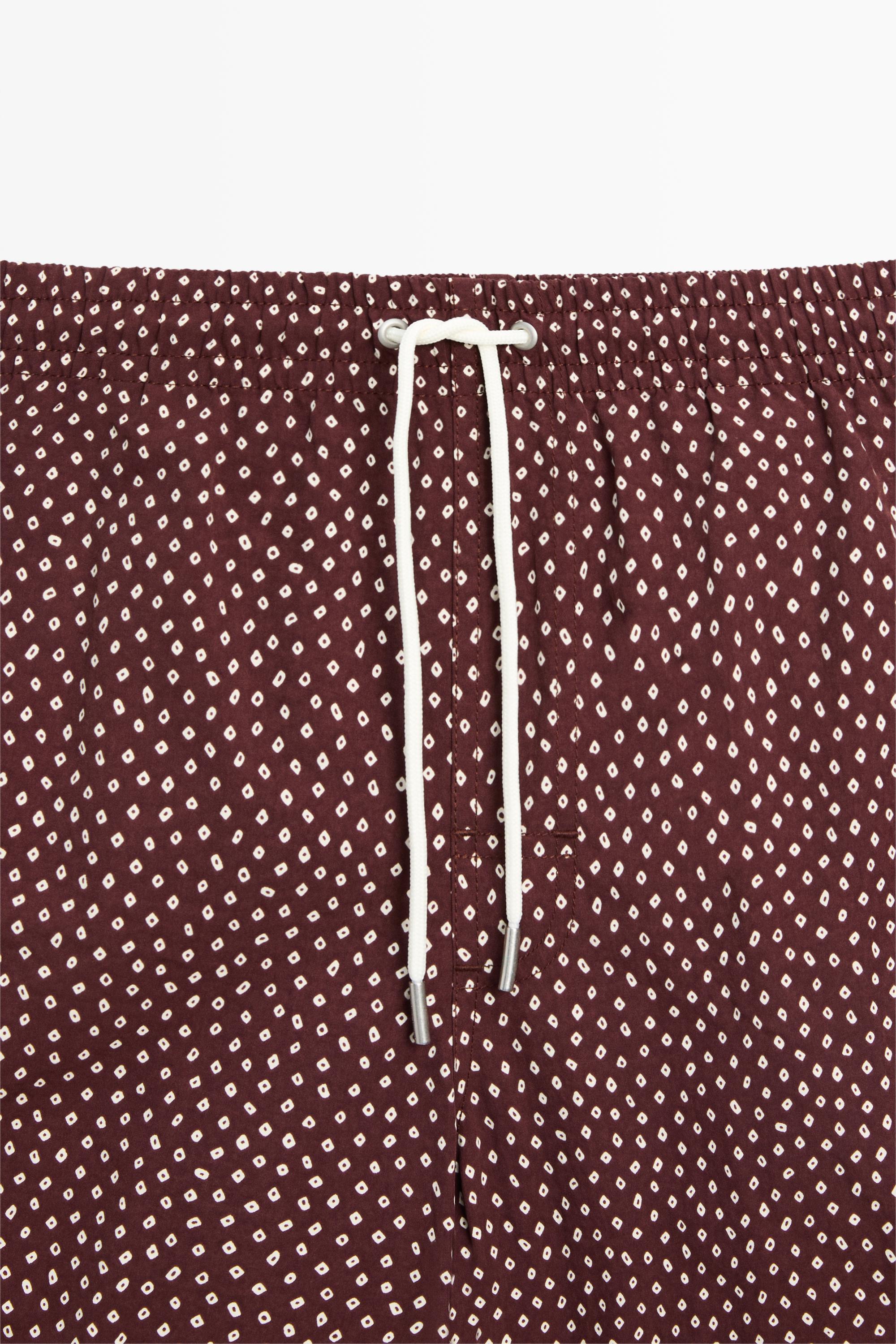 Polka dot print swimming trunks — BURGUNDY