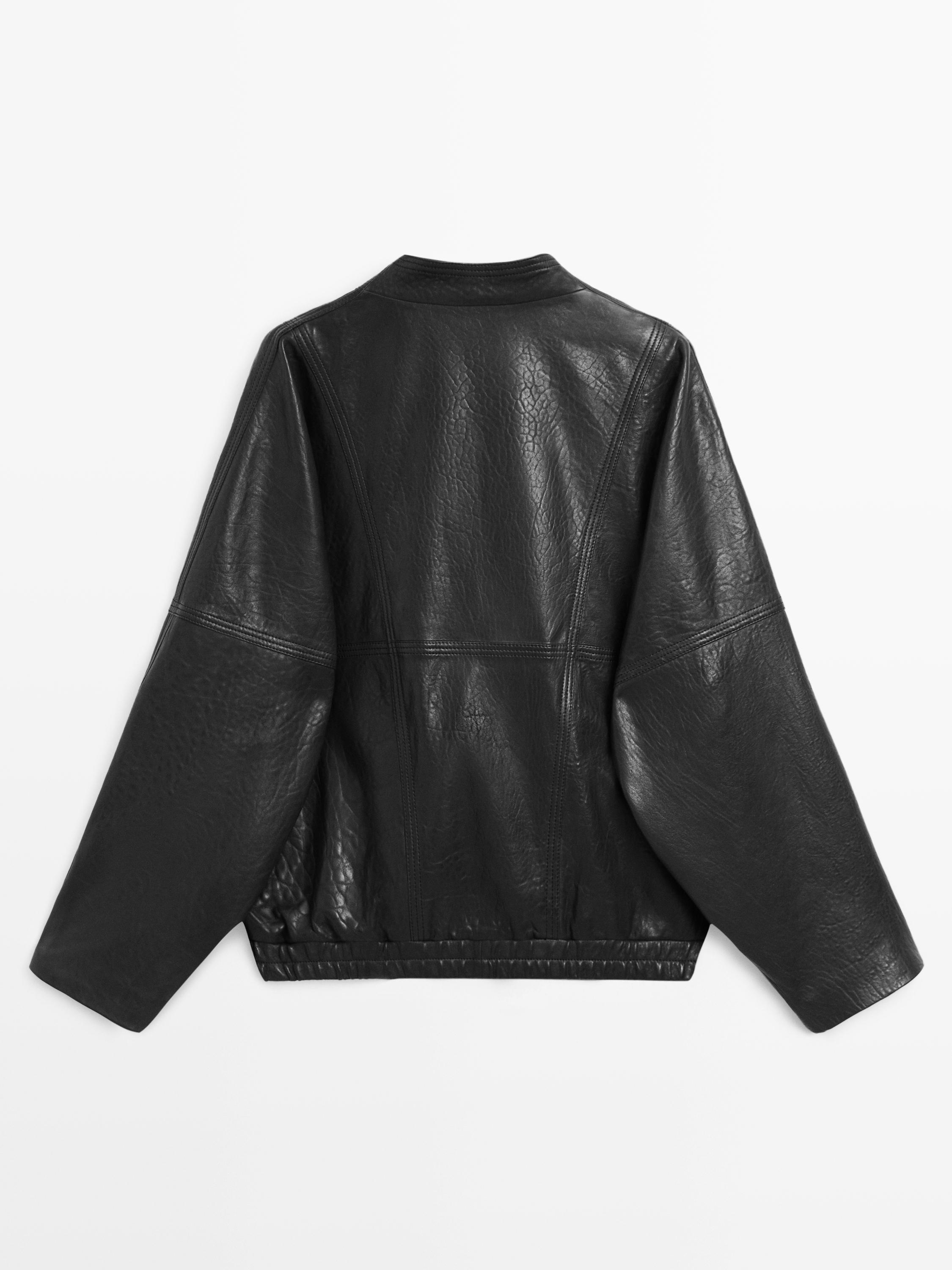 Leather bomber jacket · Black · Bomberâ Jacket | Massimo Dutti
