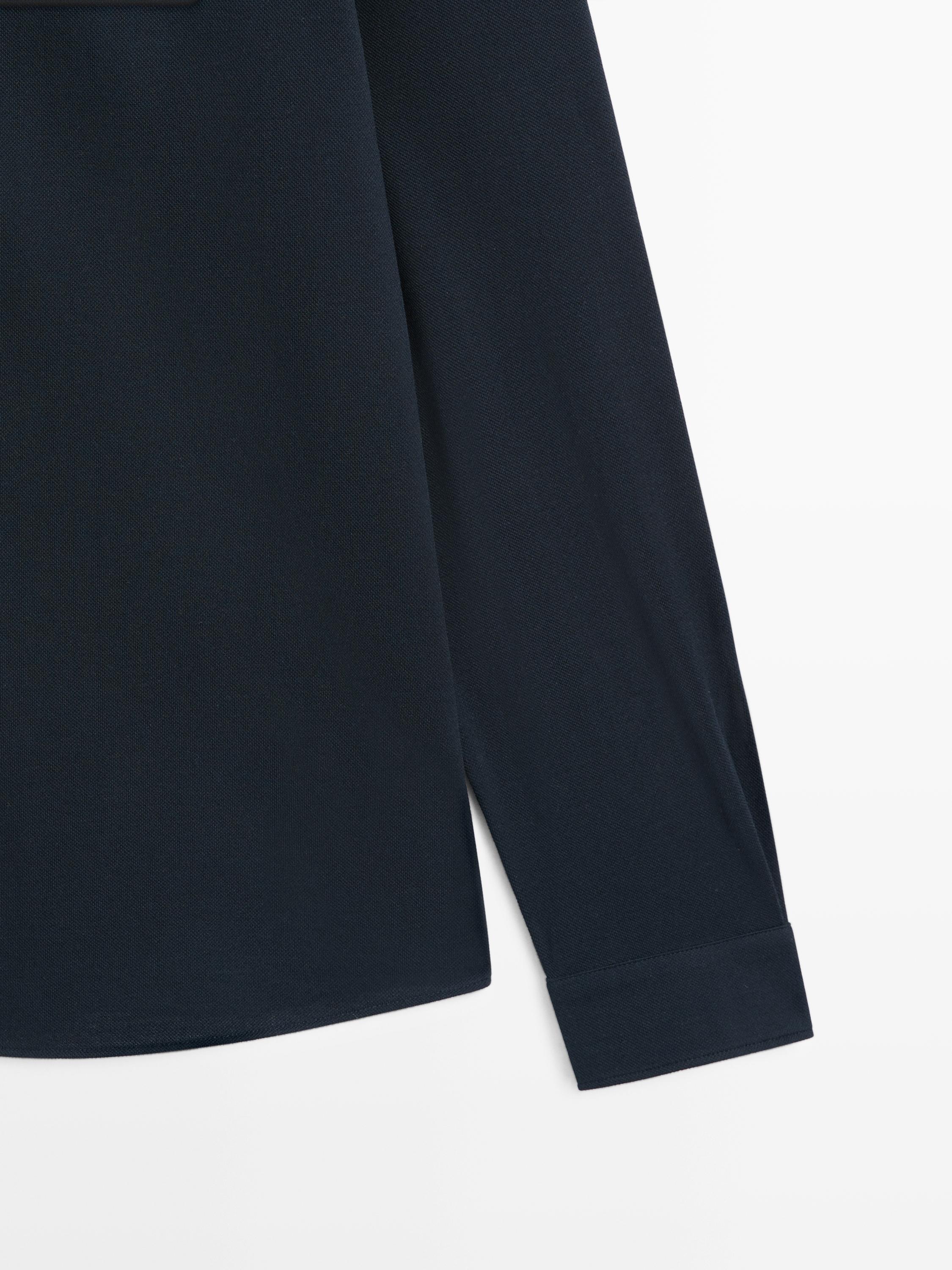 Regular fit melange shirt — NAVY BLUE