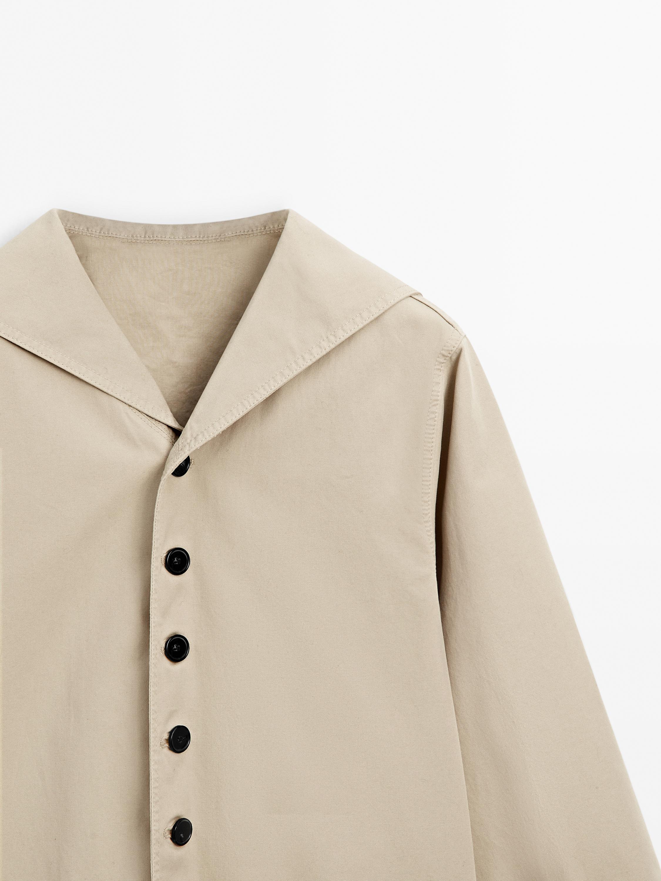 100% cotton sailor collar trench coat