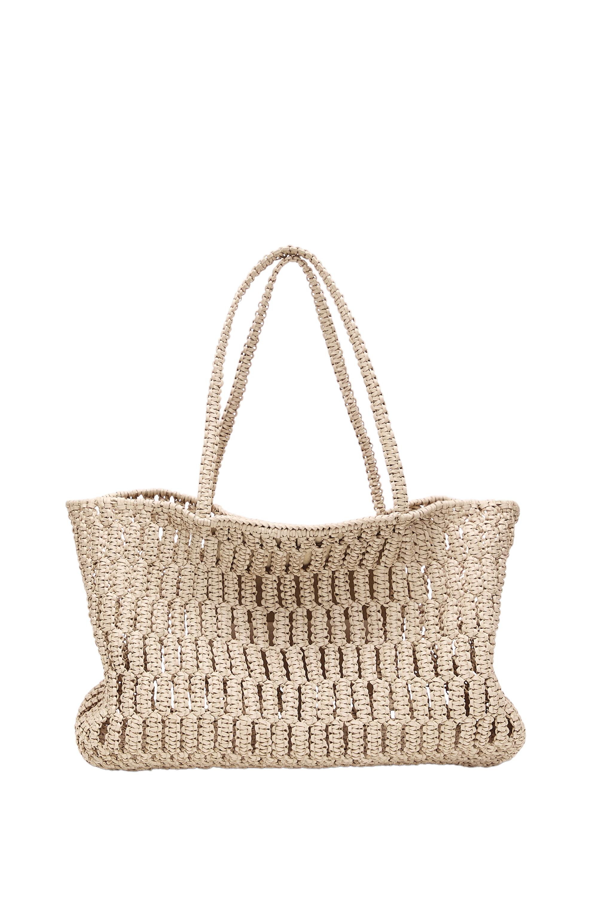 Torba shopper pleciona ze skóry nappa