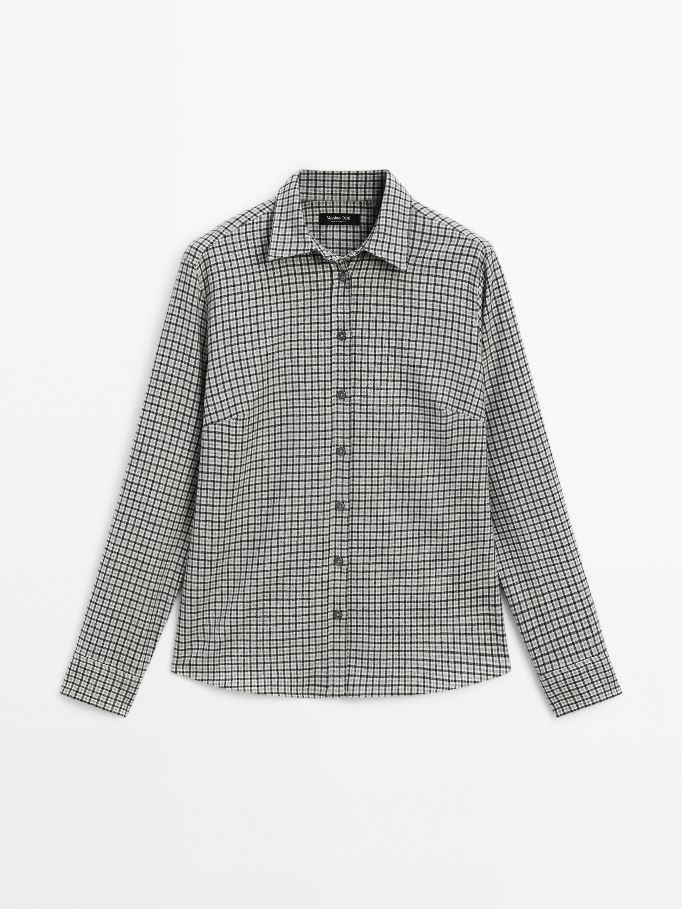 Check wool blend shirt