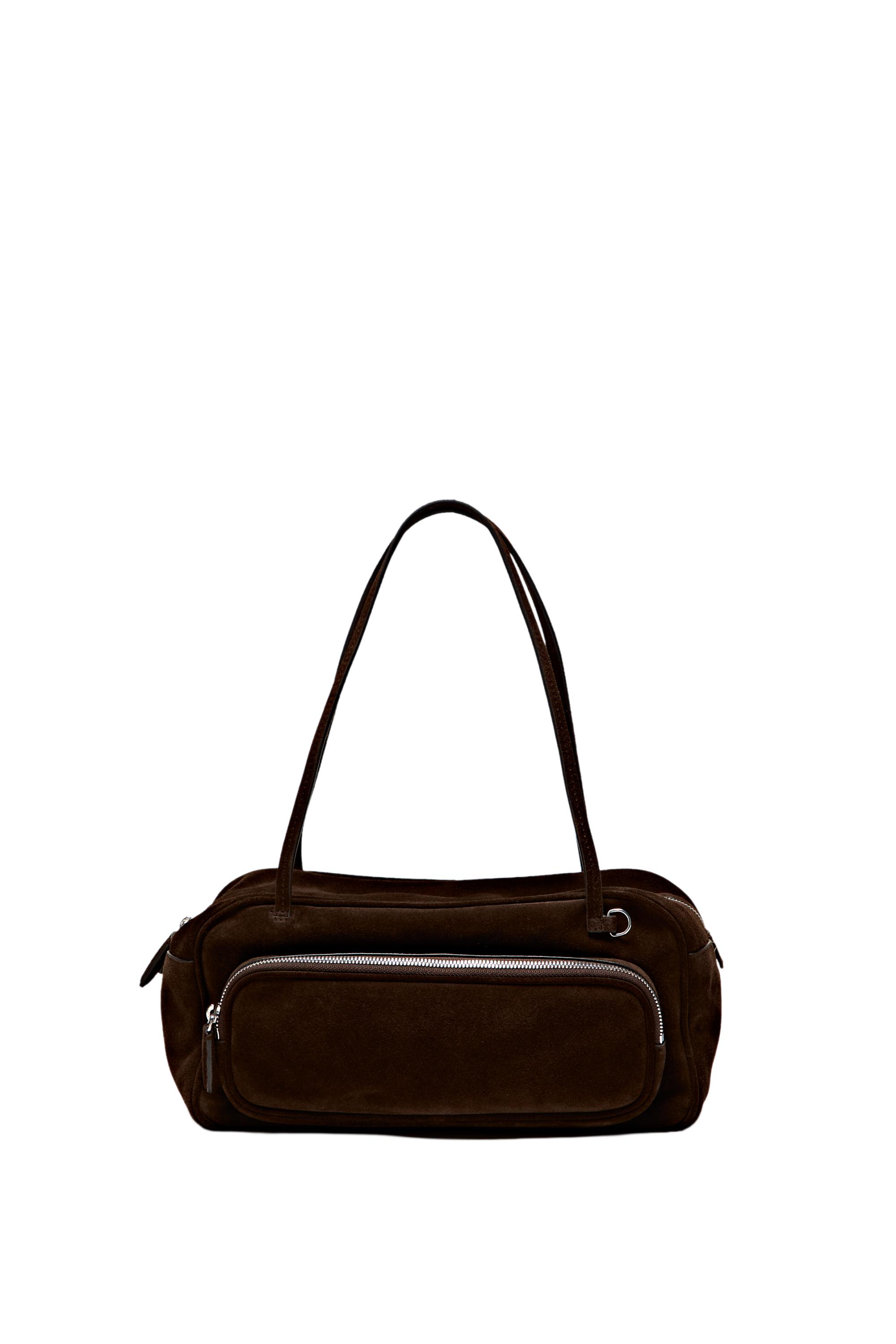 Medium split suede bowling bag