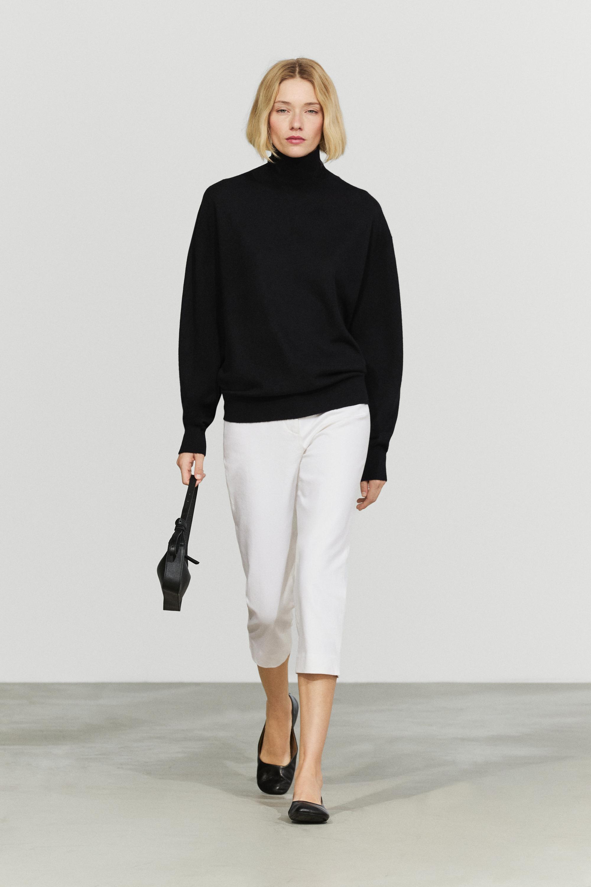 100% cashmere high neck knit sweater