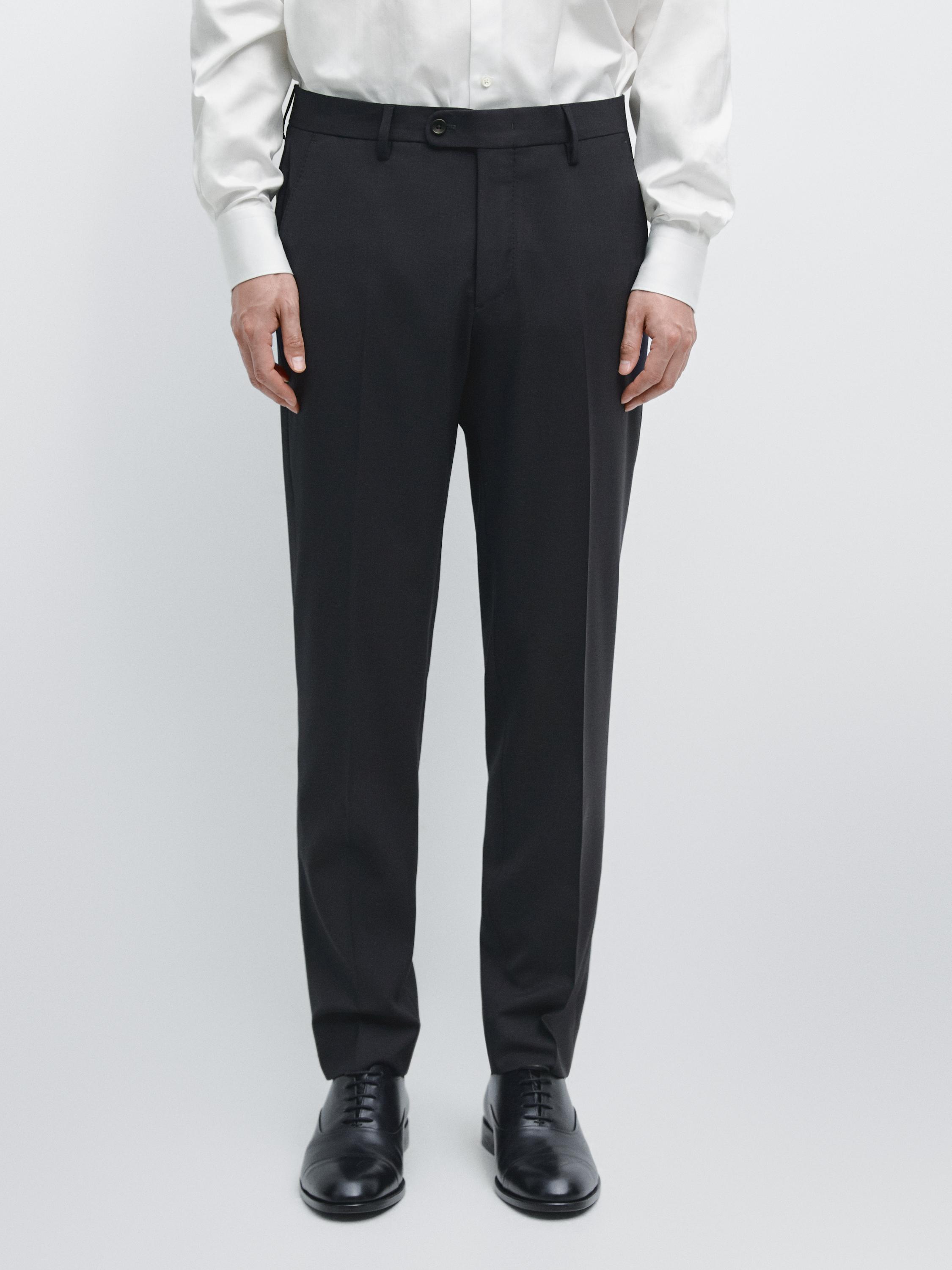 Cool wool blend suit trousers — NAVY BLUE