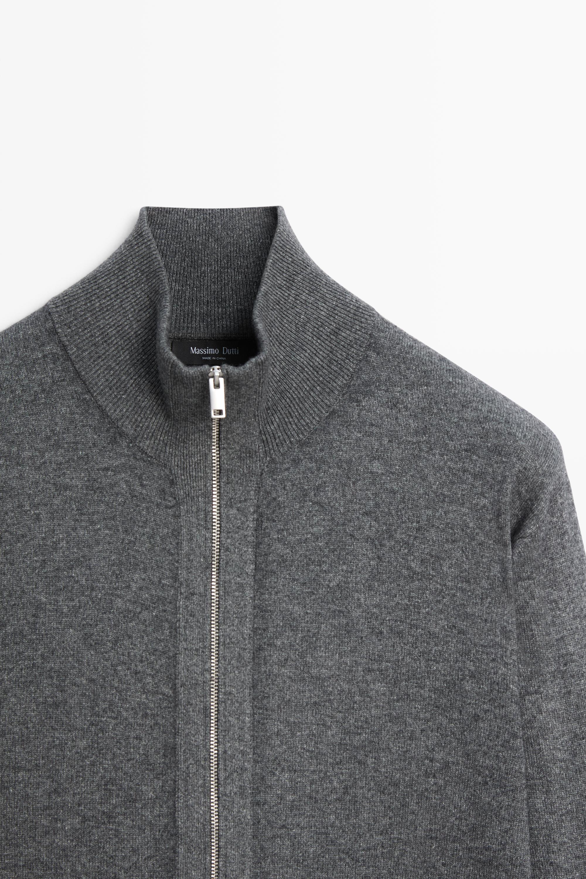 Wool blend cardigan with zip detail — Medium Grey