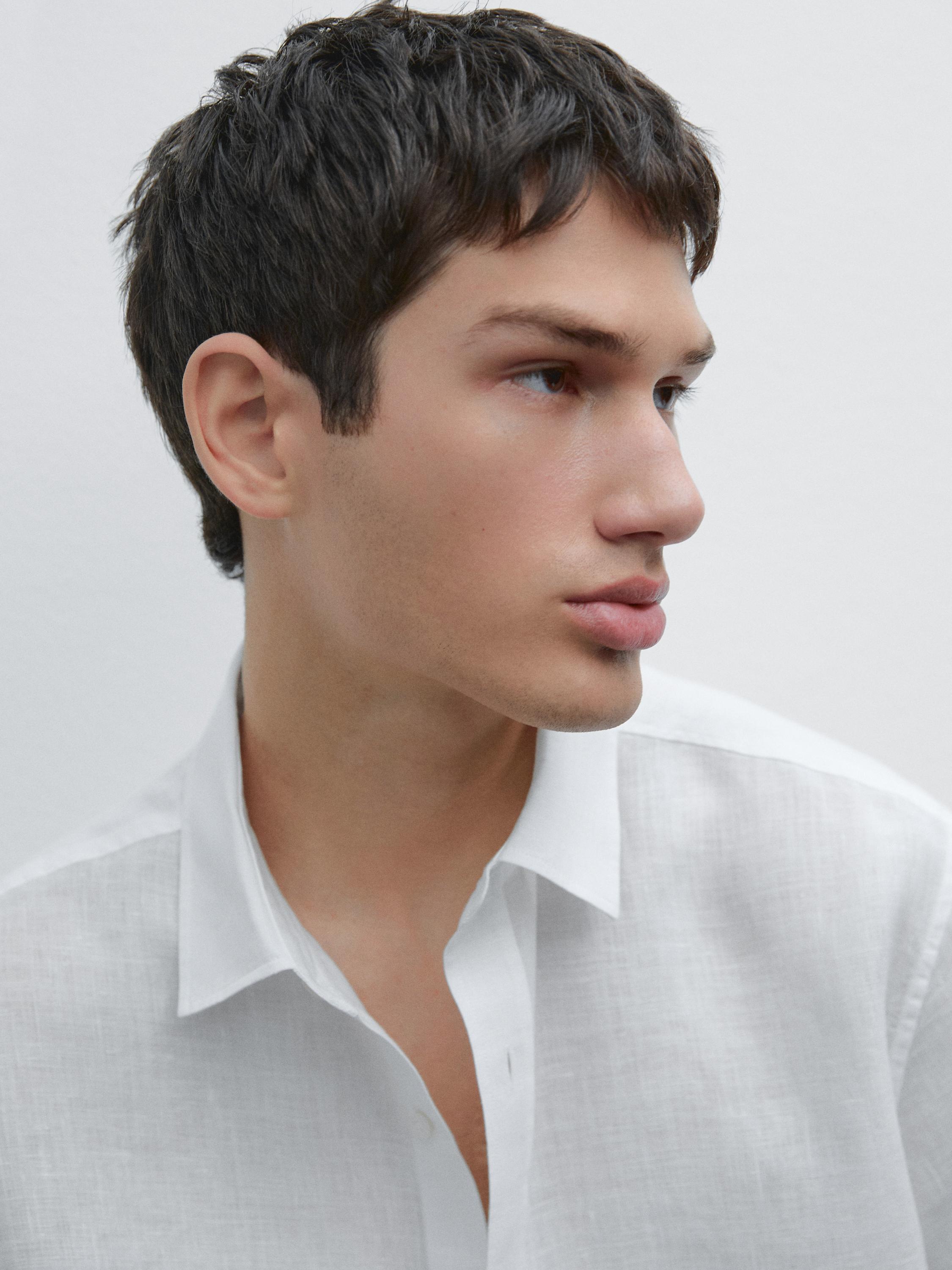 Regular fit short sleeve linen shirt