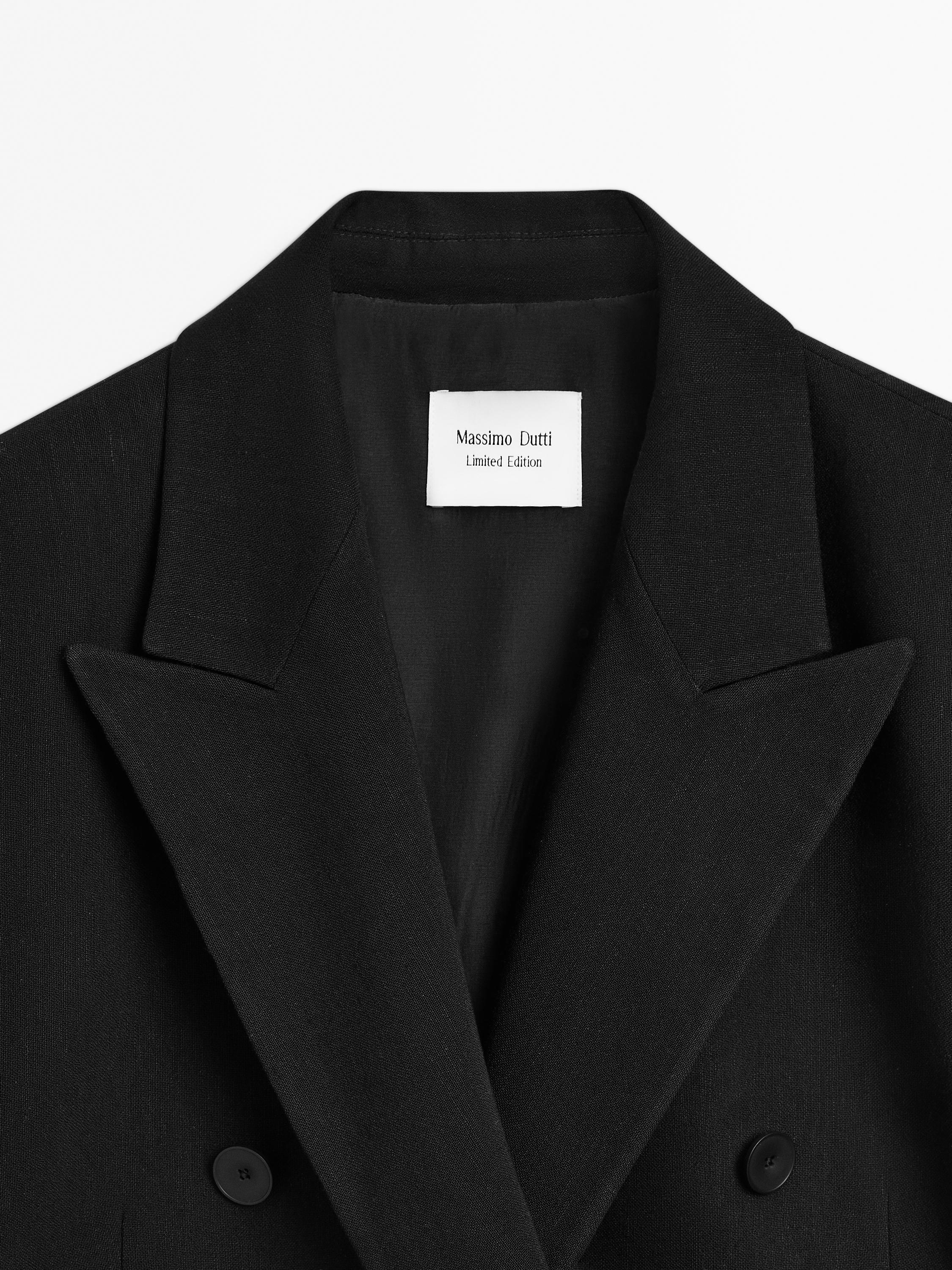★ Massimo Dutti★ Double Breasted Blazer 06049677313 Lightweight double-breasted linen blend blazer · Dark Grey