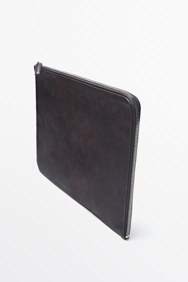 Large nappa leather laptop case — BROWN 5