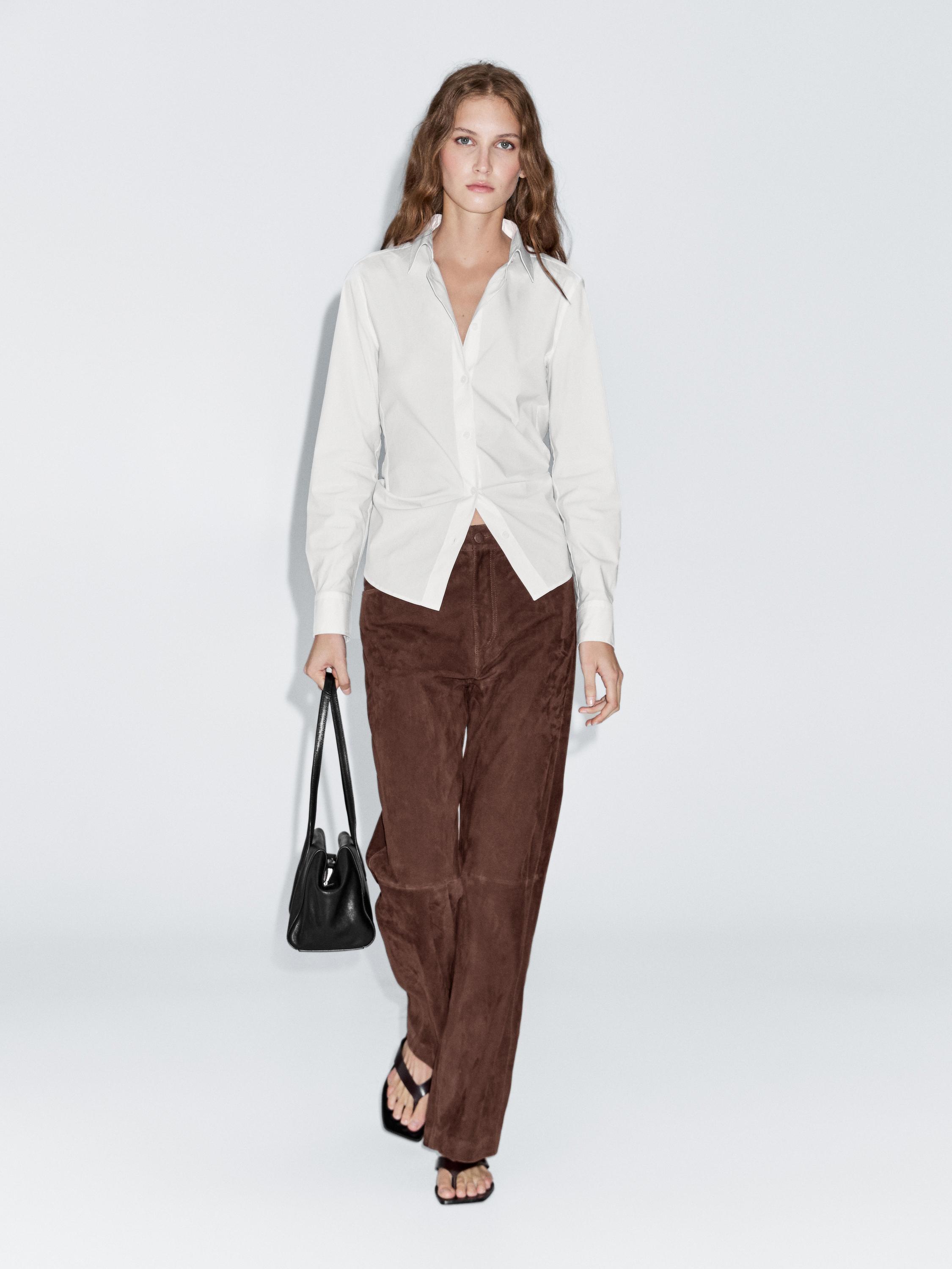 Cotton blend stretch shirt — WHITE