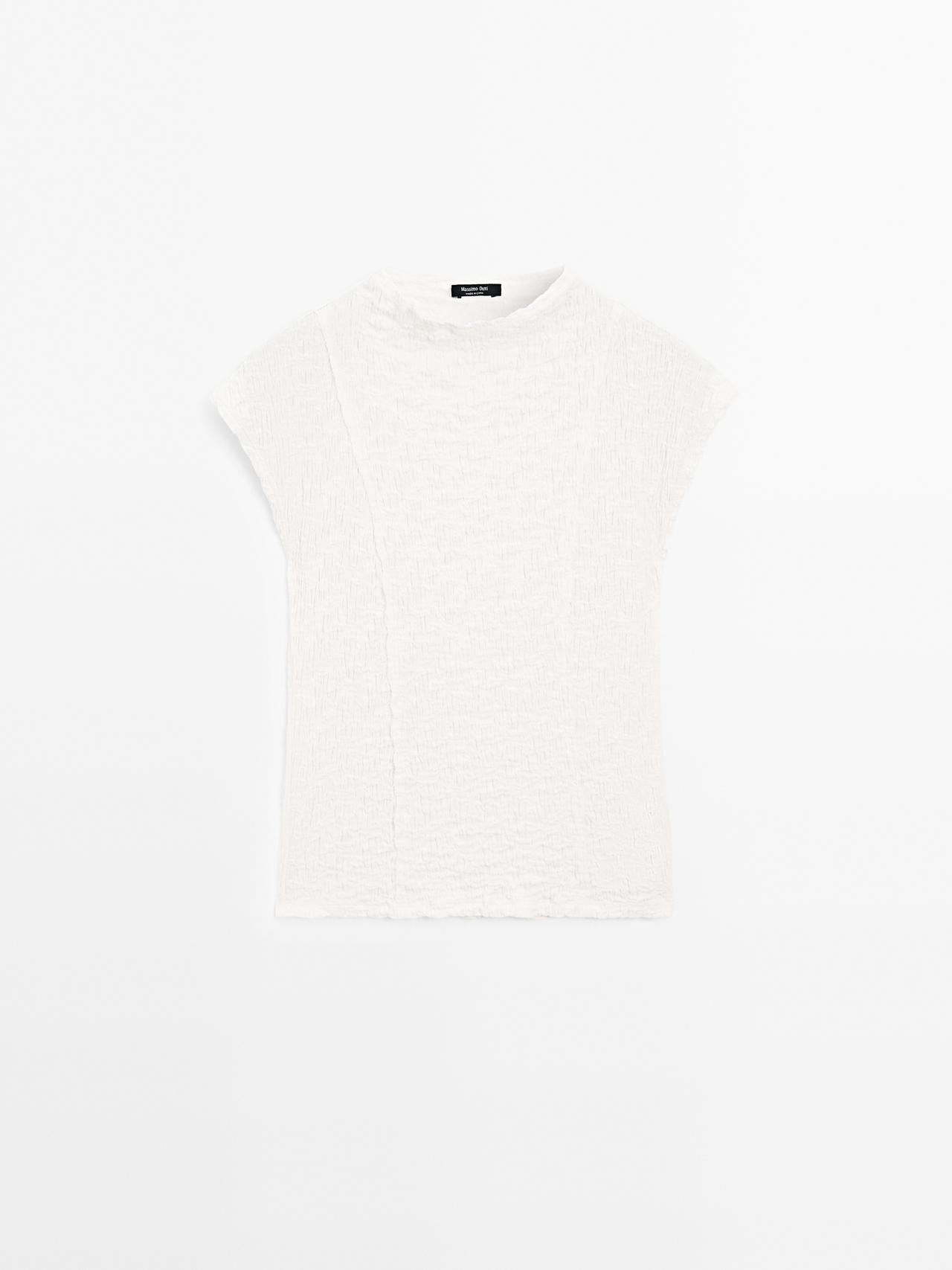 Massimo Dutti - Dame - Ærmeløs Top Med Rynket Detalje - Råhvid - L