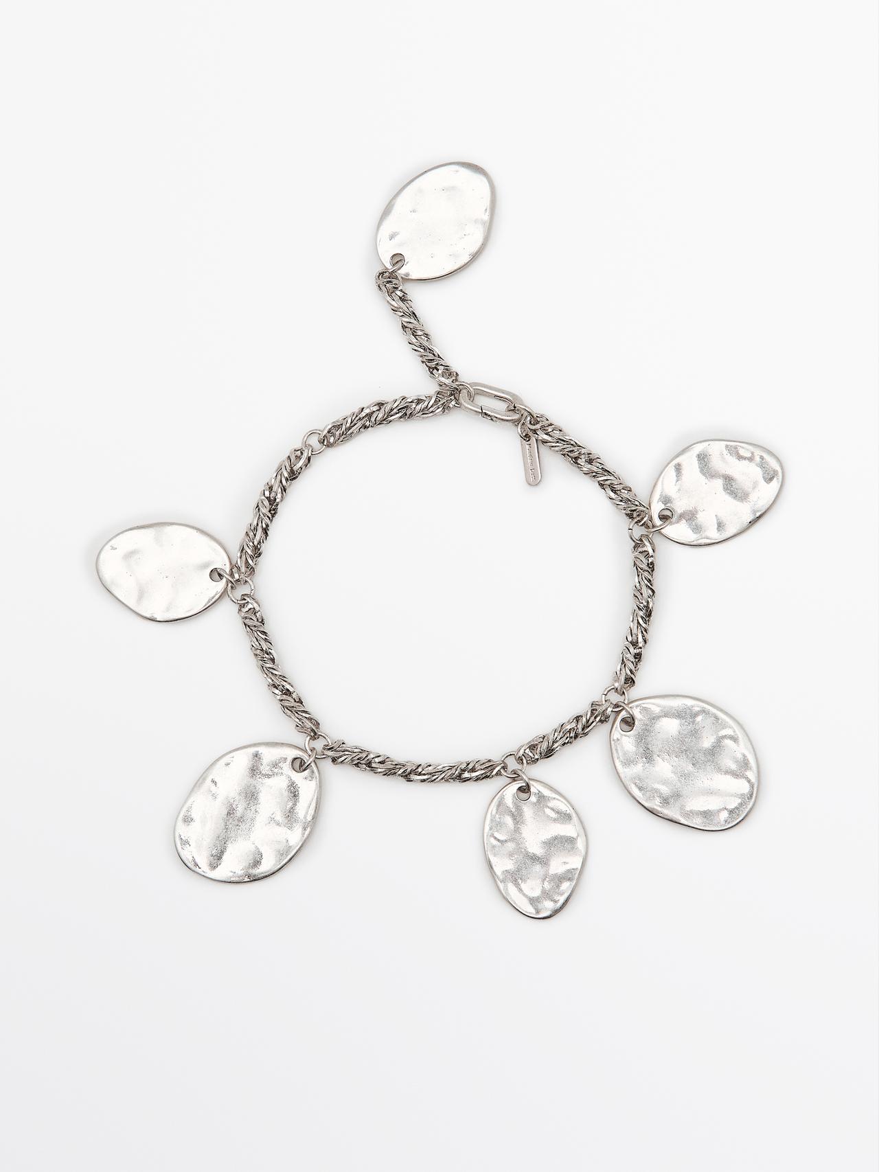 Massimo Dutti - Dame - Armbånd Med Metaldele - Sølv - 01