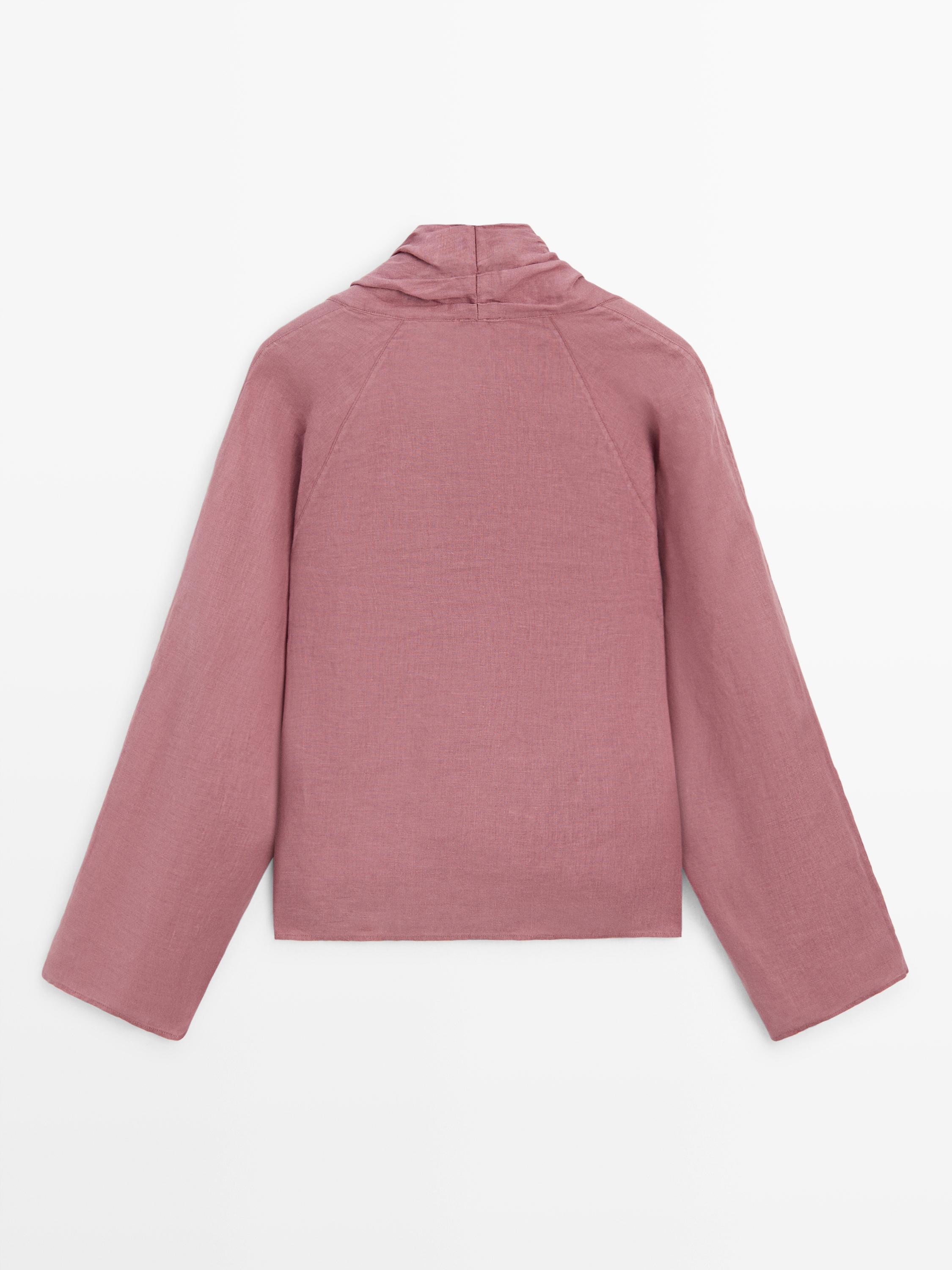 Flowing linen surplice blouse