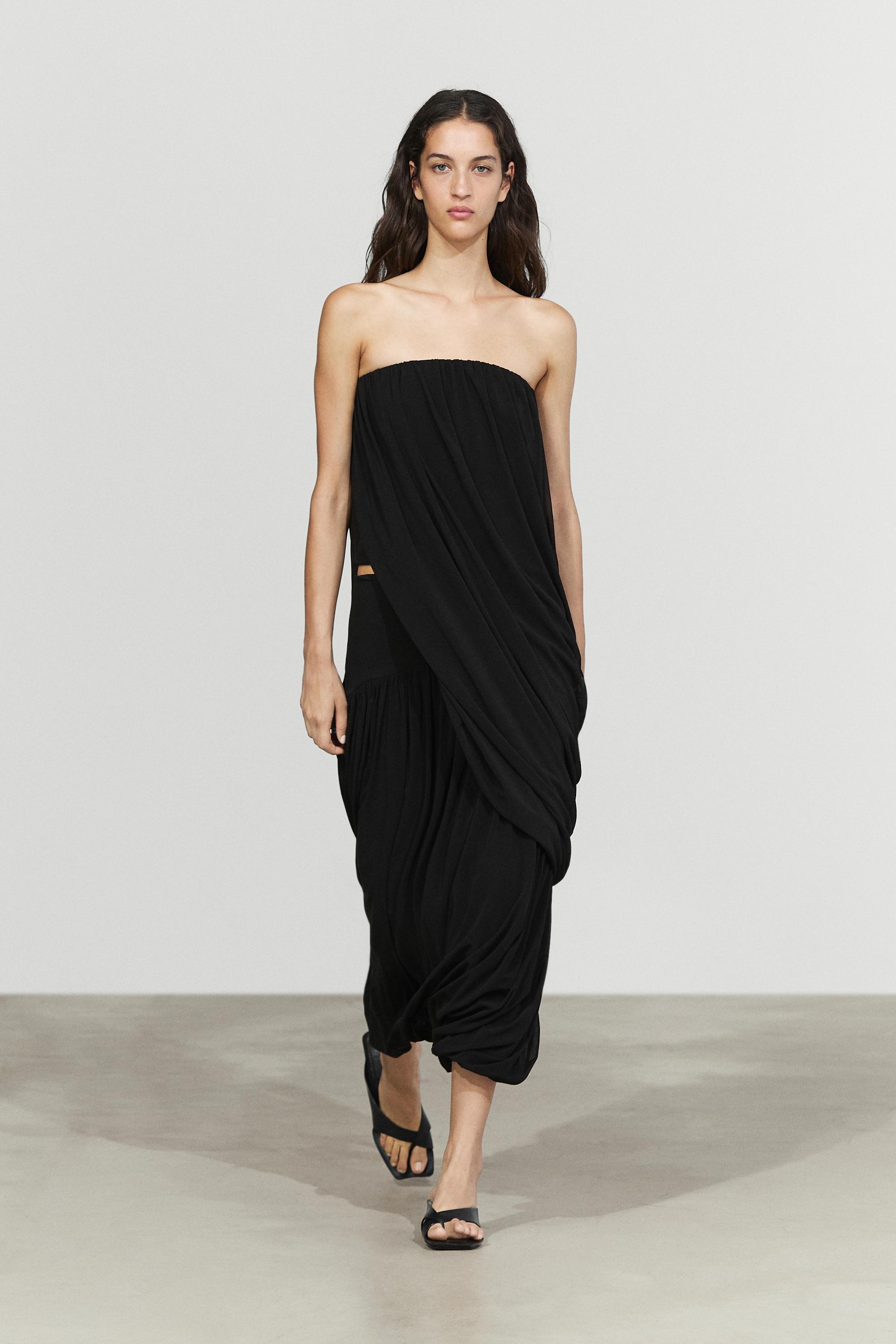 Balloon-effect flowing skirt — BLACK