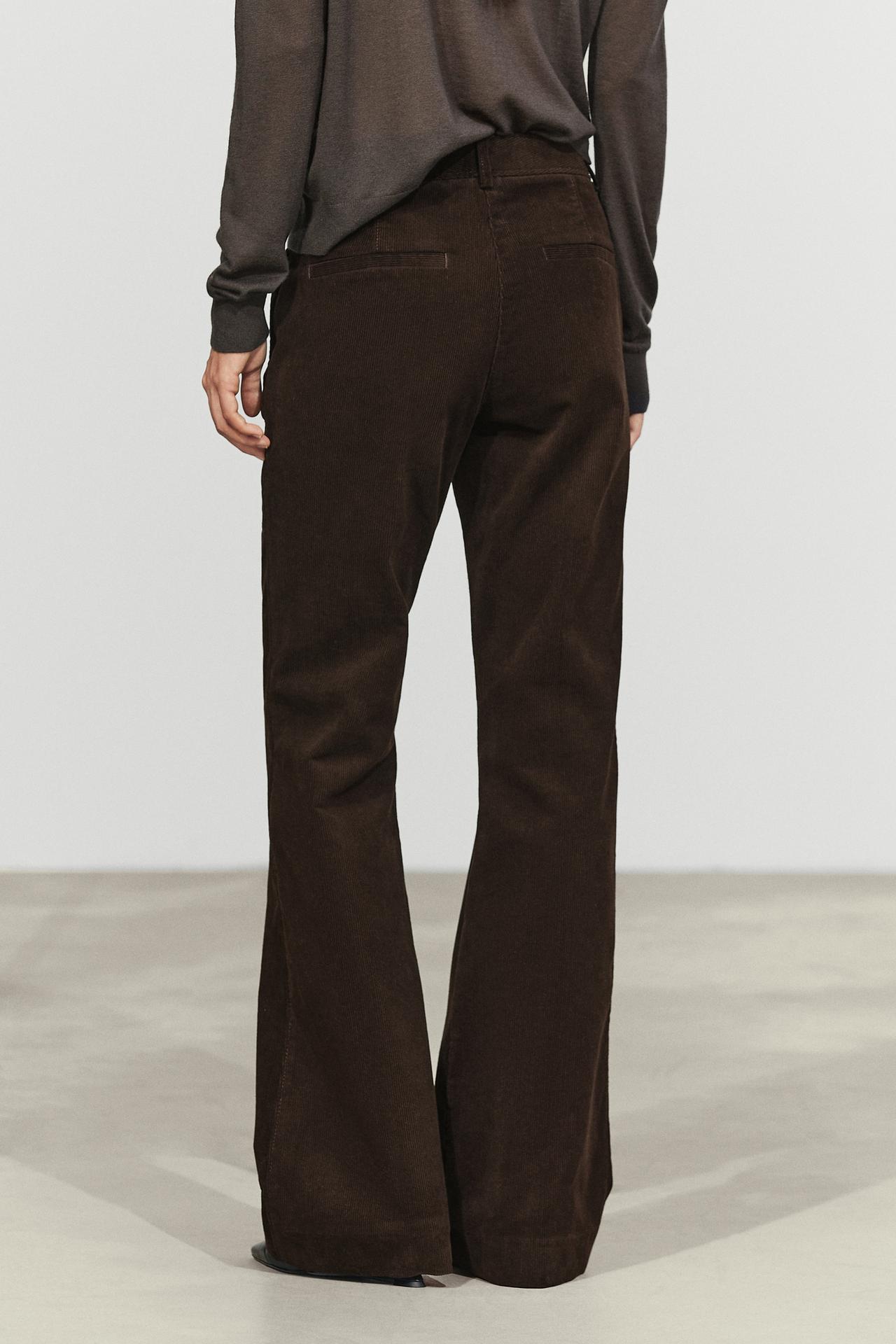 Corduroy flared pants — Chocolate