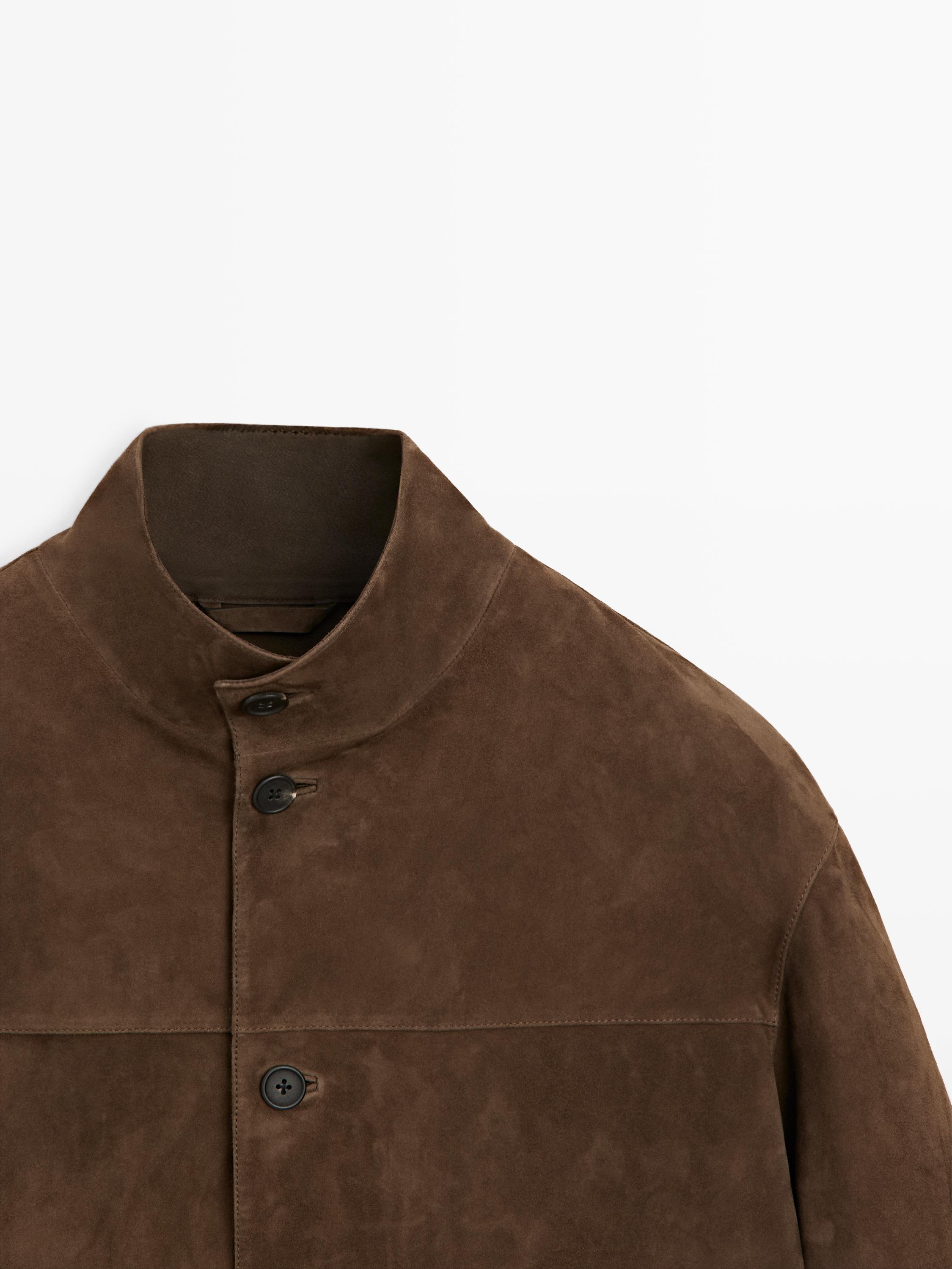 Suede leather jacket — Tobacco brown