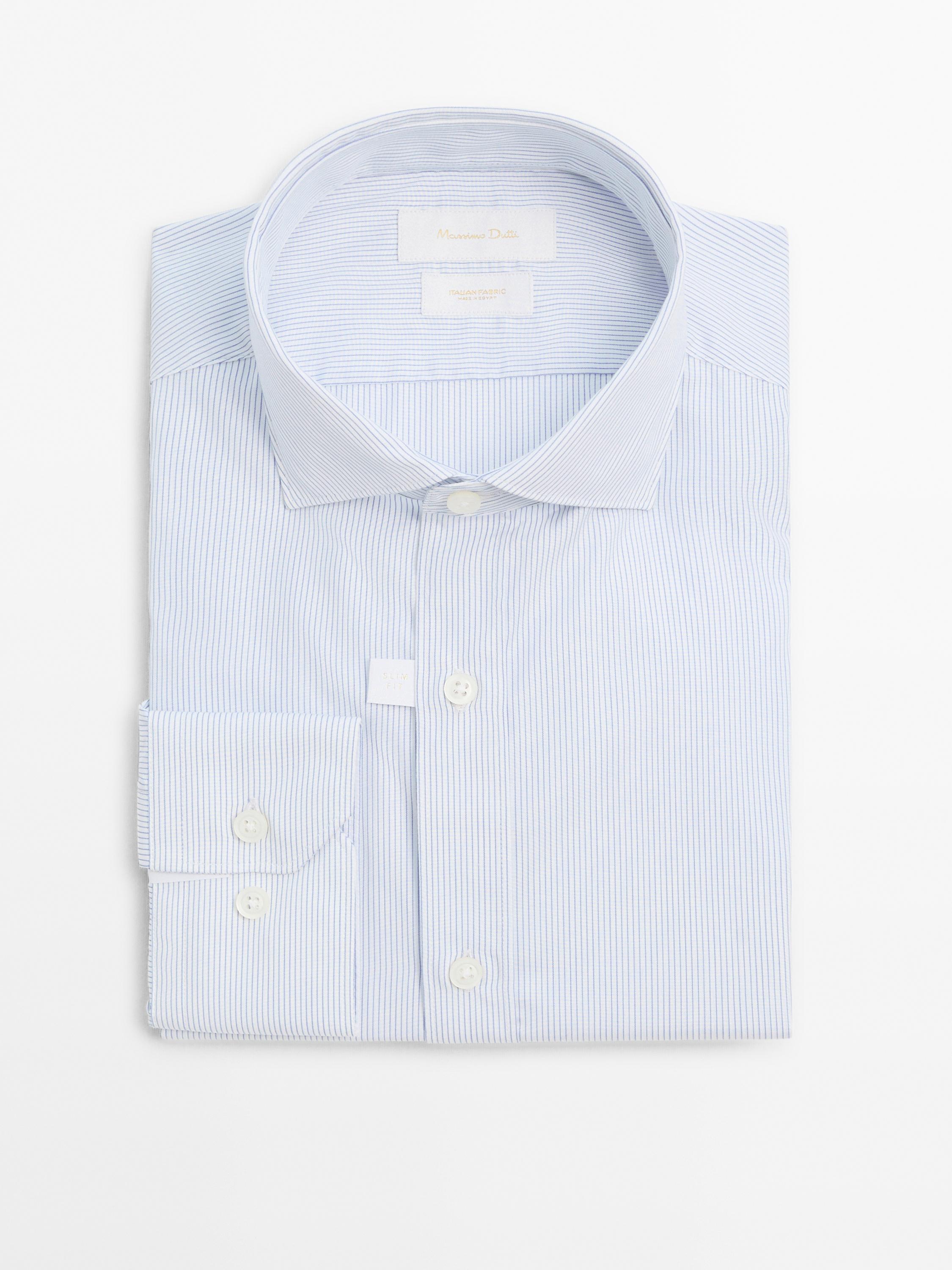 Slim fit striped 100% cotton shirt