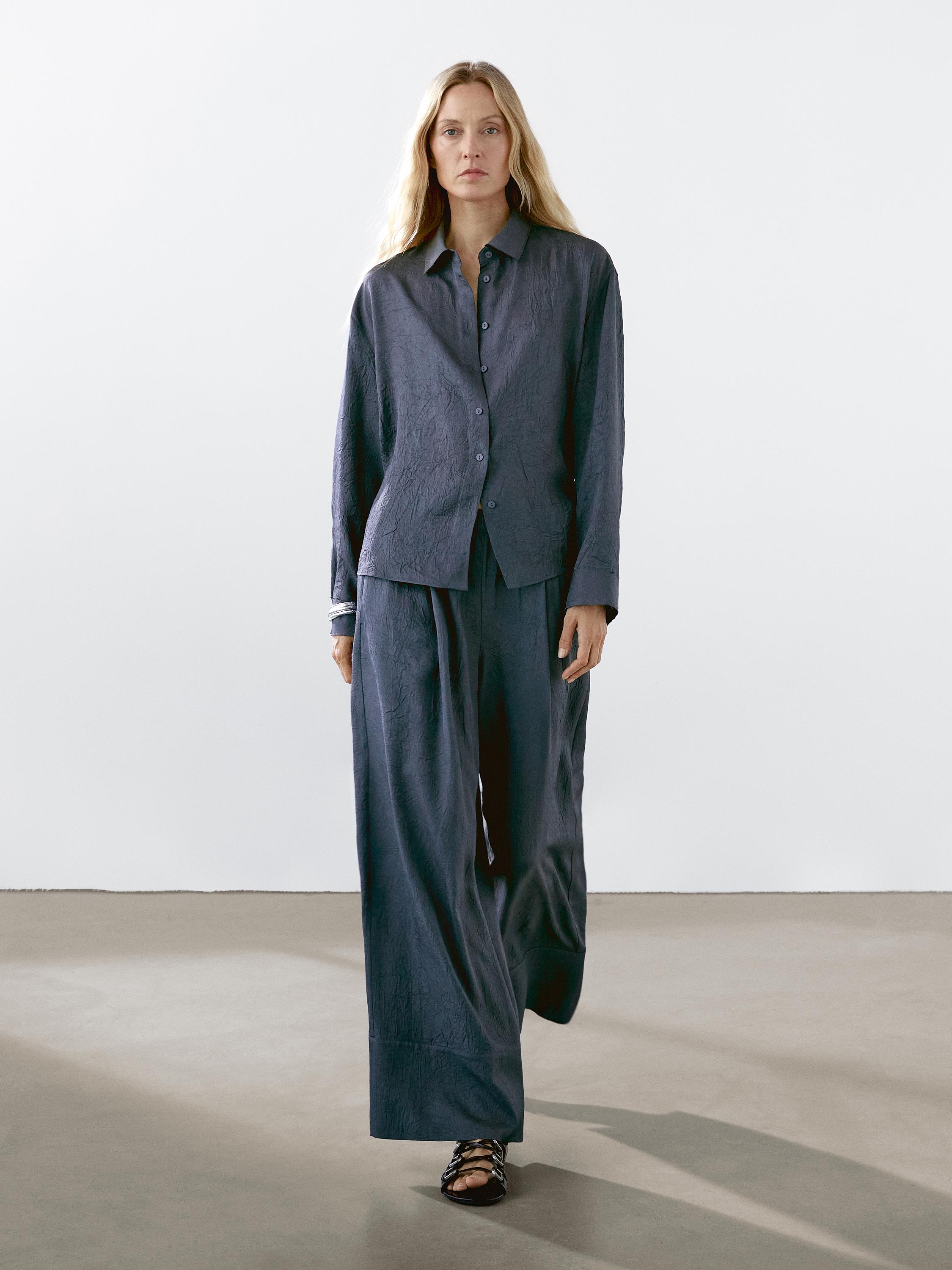 Satin shirt with texture detail