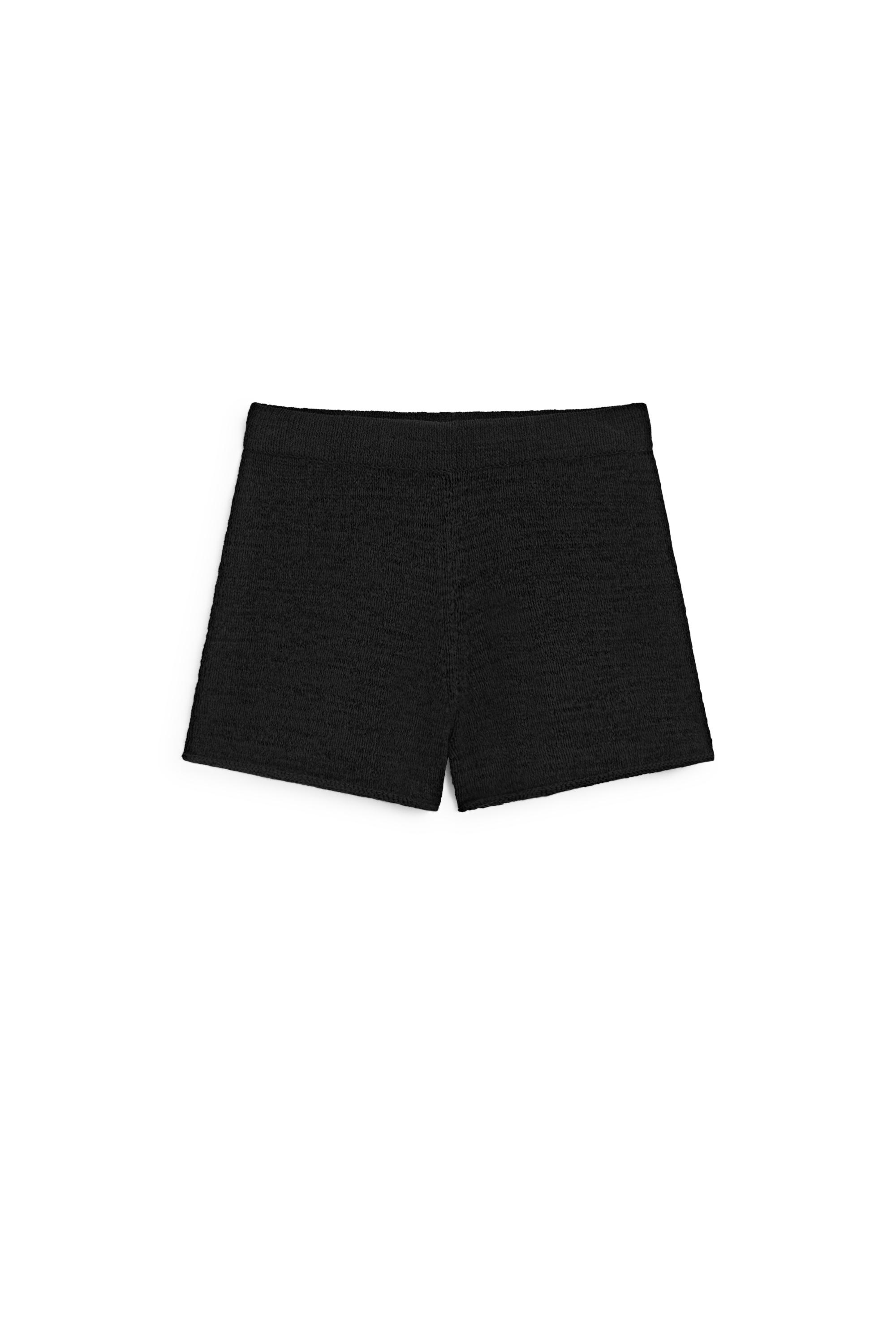 Textured knit shorts — BLACK
