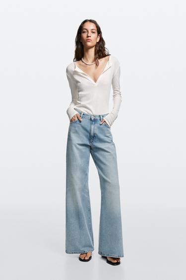 High-waist palazzo jeans — Light Blue 1
