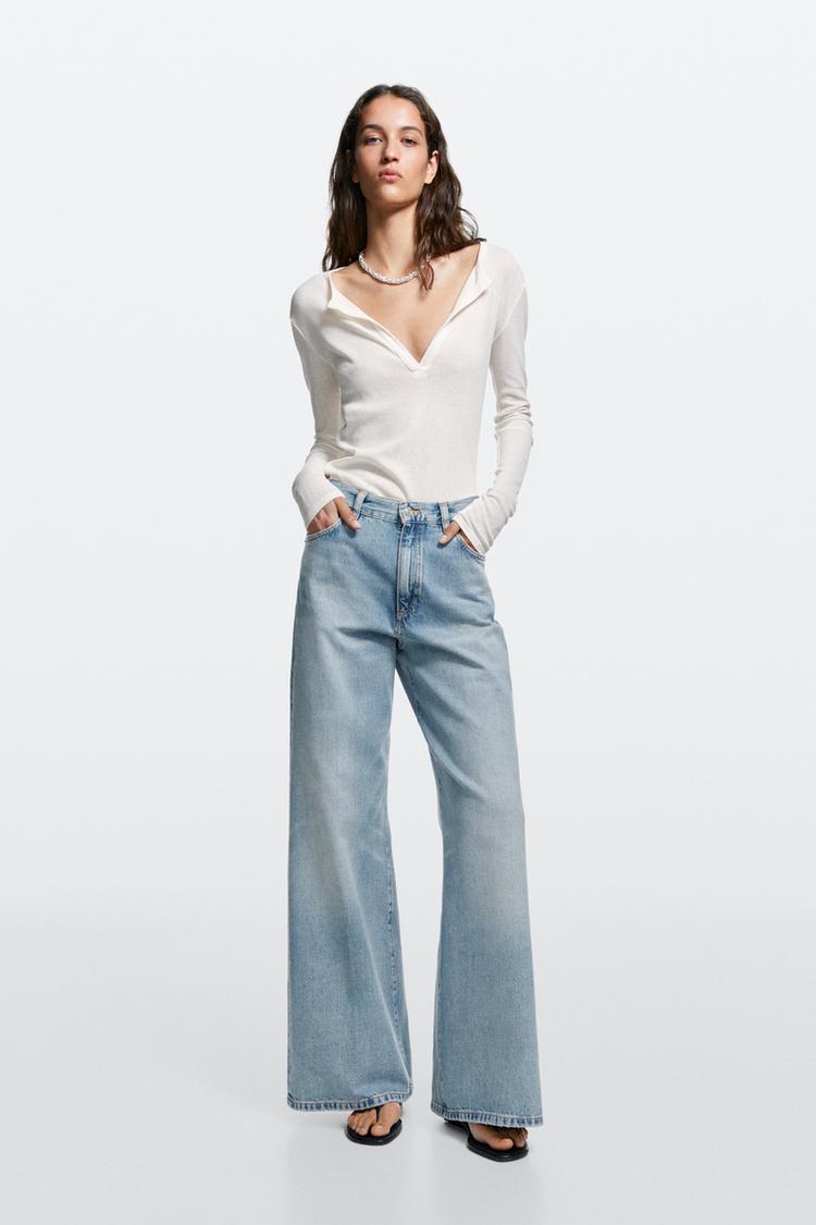 High-waist palazzo jeans — Light Blue