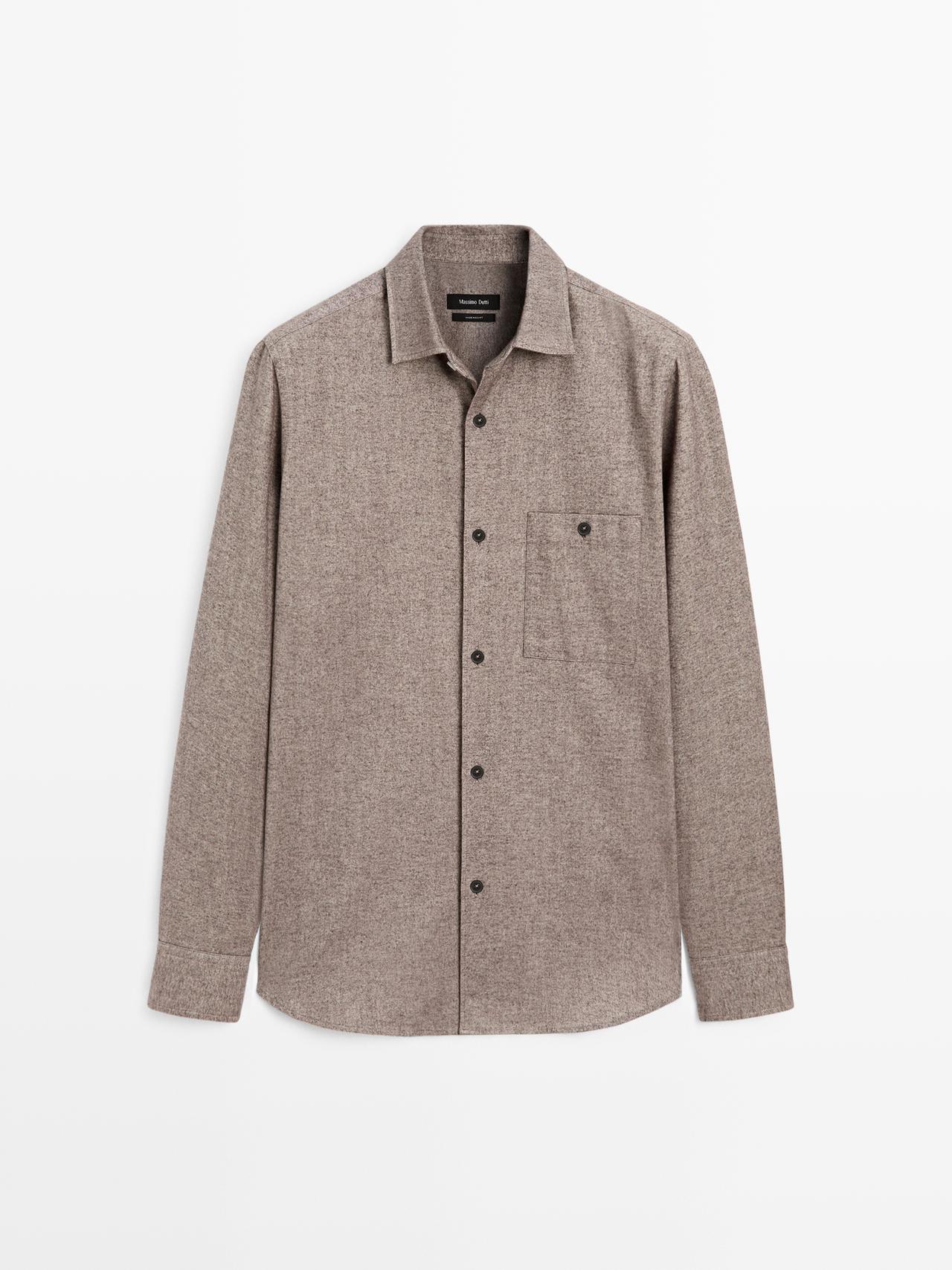 Massimo Dutti - Herre - Meleret Skjortejakke Med Lomme - Mink - L