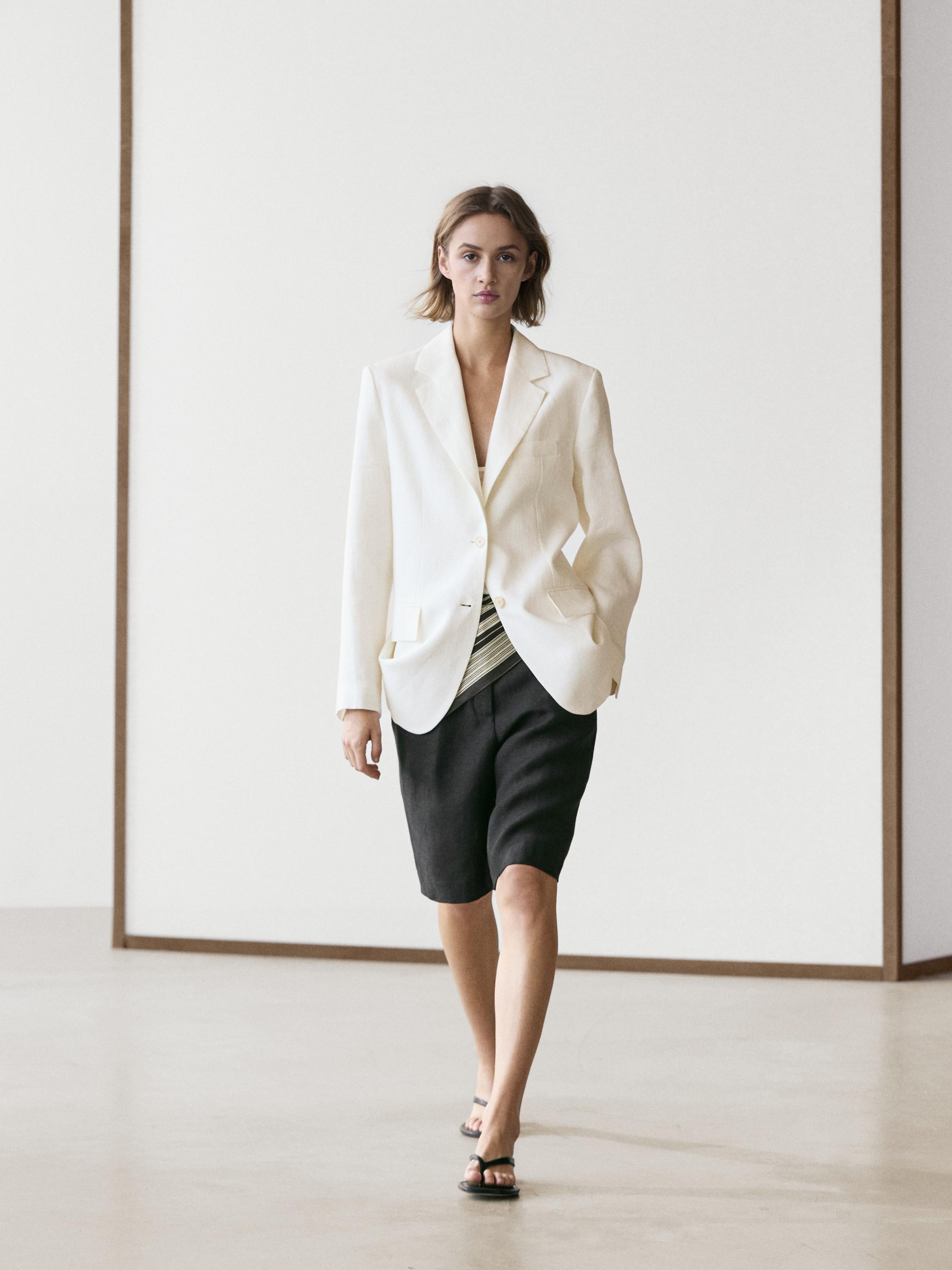 Long linen Bermuda shorts